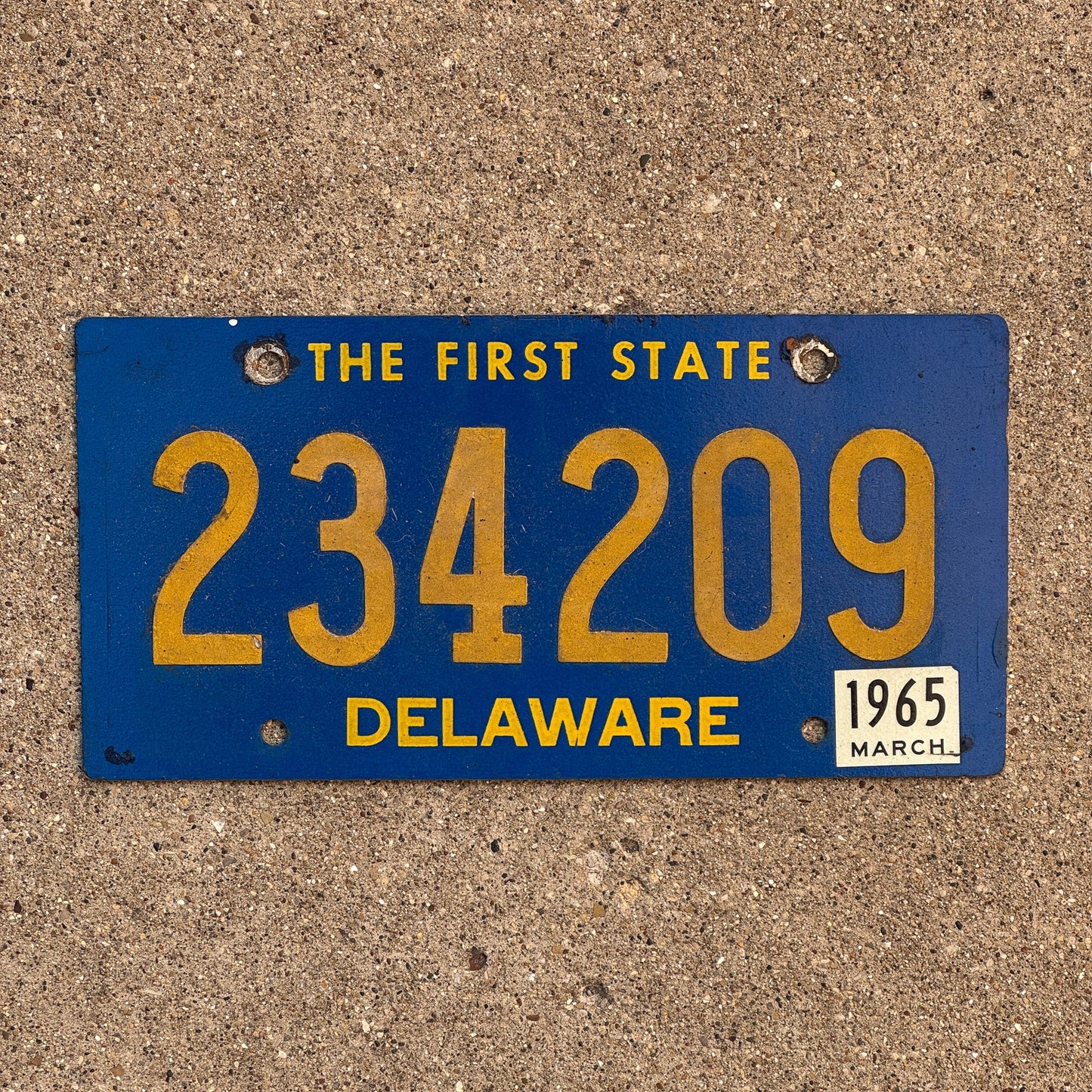 Photo of a 1962 1965 Delaware License Plate Auto Tag Garage Decor Vintage Riveted 234209