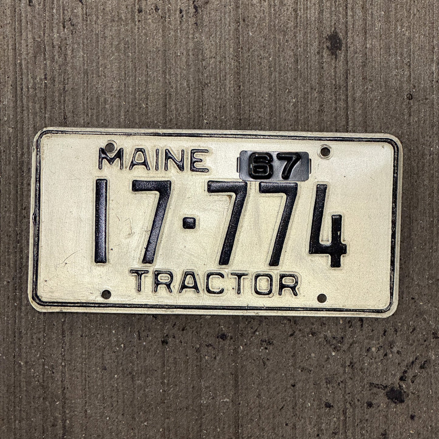Photo of a 1962 1967 Maine Tractor License Plate Auto Tag 1 Garage Decor Repeat Repeating 1 777 4