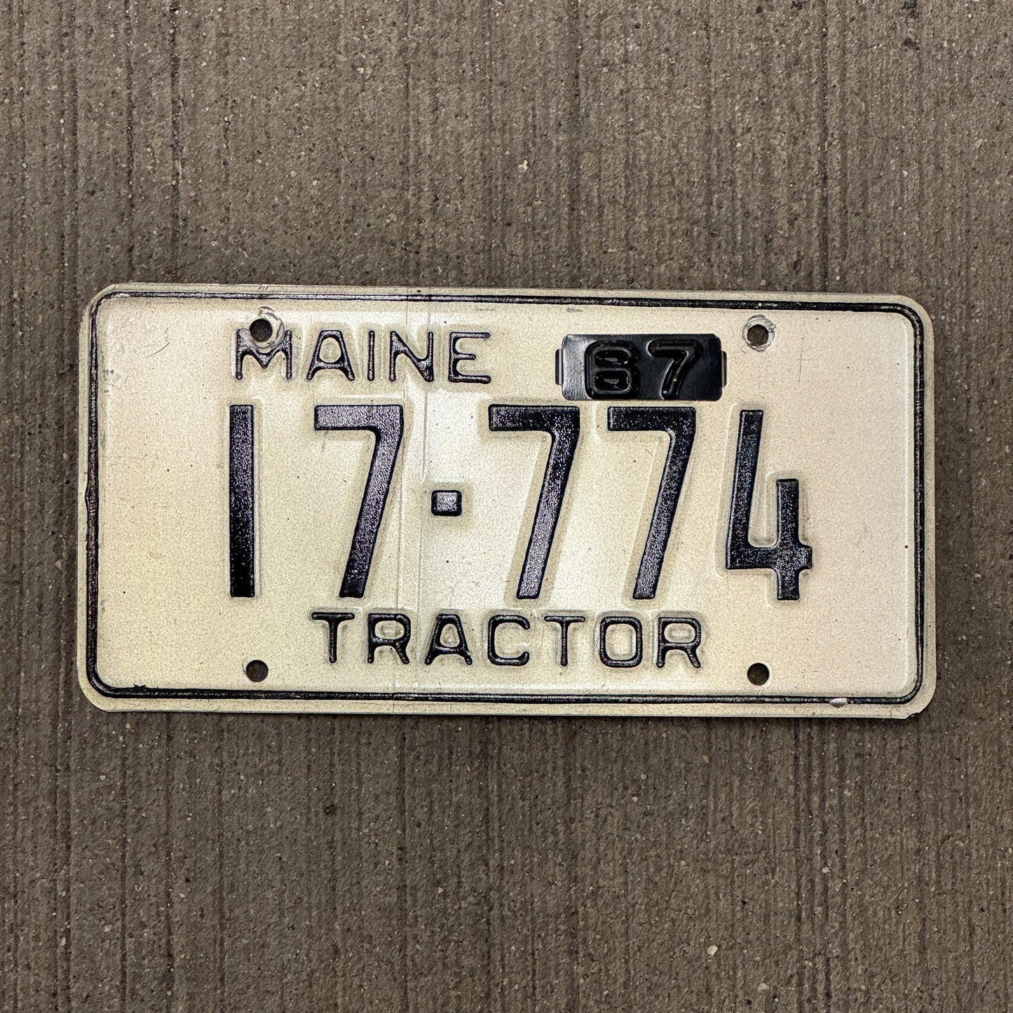 Photo of a 1962 1967 Maine Tractor License Plate Auto Tag 2 Garage Decor Repeat Repeating 1 777 4