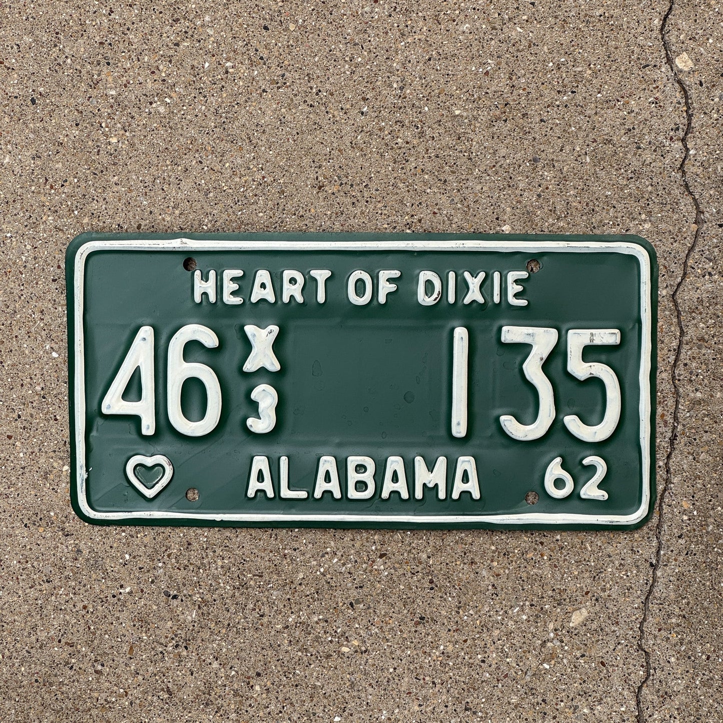 Photo of a 1962 Alabama TAXI License Plate Auto Tag Garage Decor Vintage Heart of Dixie 46 X3 135