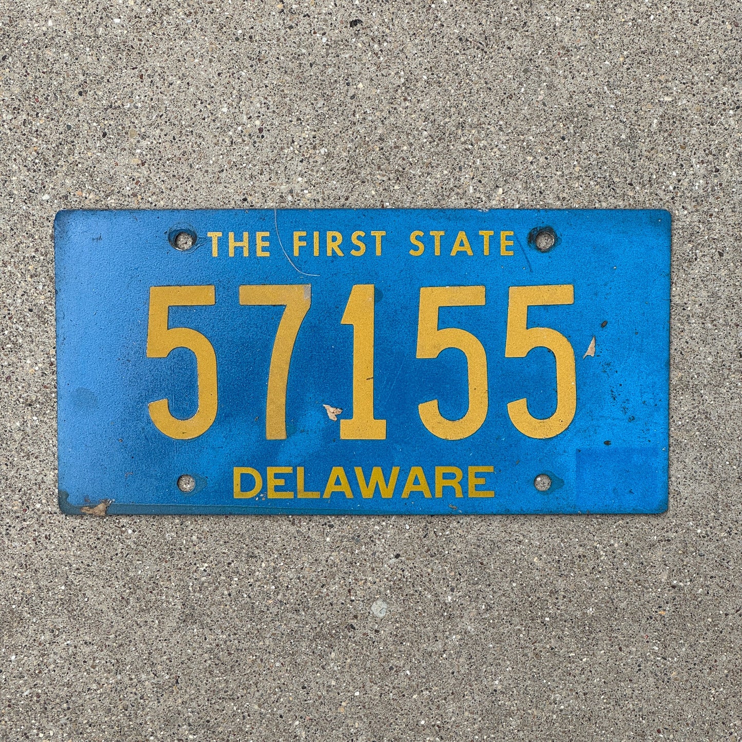 Photo of a 1962 Delaware License Plate Auto Tag Garage Decor Vintage Riveted 57155