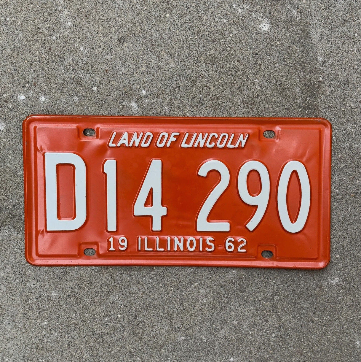 Photo of a 1962 Illinois TRUCK License Plate Auto Tag Garage Decor Vintage License Plate Auto Tag Garage Decor Orange D 14290