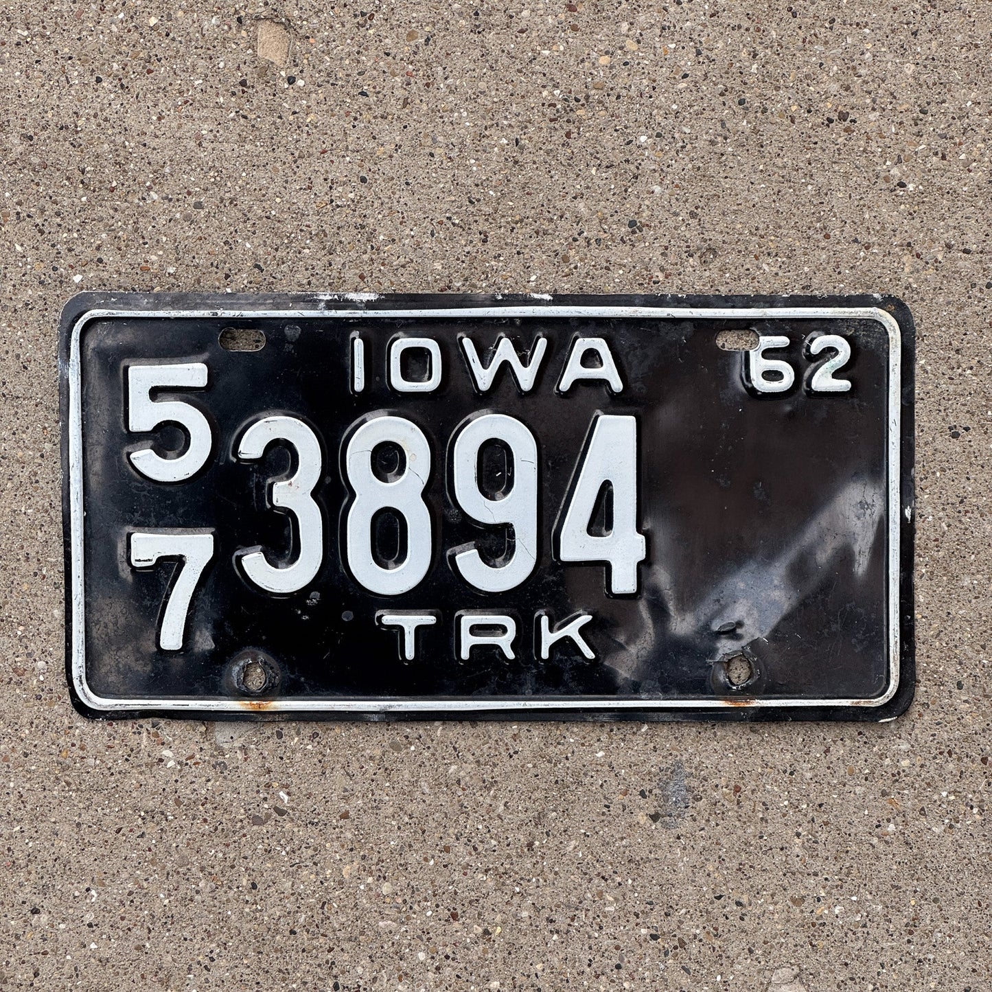 Photo of a 1962 Iowa TRUCK License Plate Auto Tag Garage Decor Vintage 57 3894
