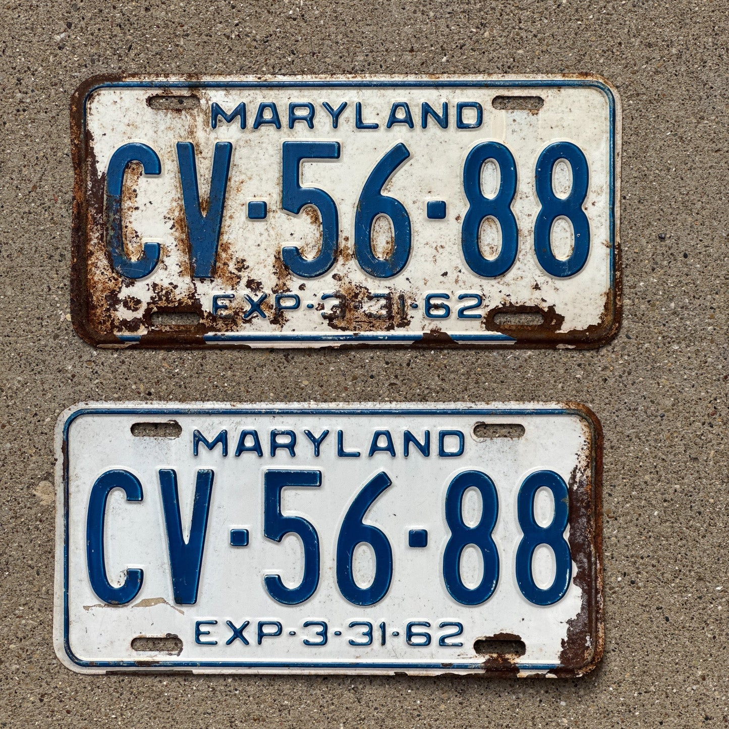 Photo of a 1962 Maryland License Plate Pair Auto Tag Garage Decor Vintage CV 5688