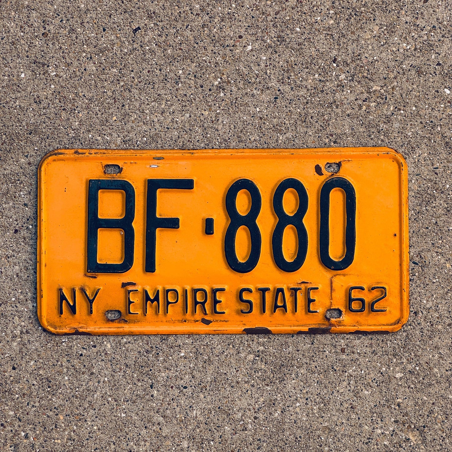 Photo of a 1962 New York License Plate Auto Tag Garage Decor Vintage Empire State BF 880
