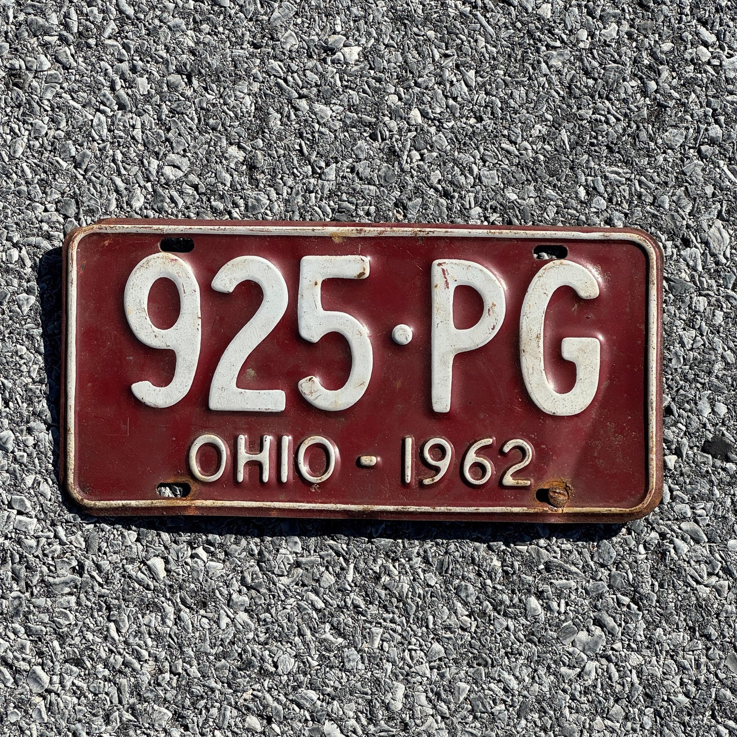 Photo of a 1962 Ohio License Plate Auto Tag Garage Decor Vintage 925 PG