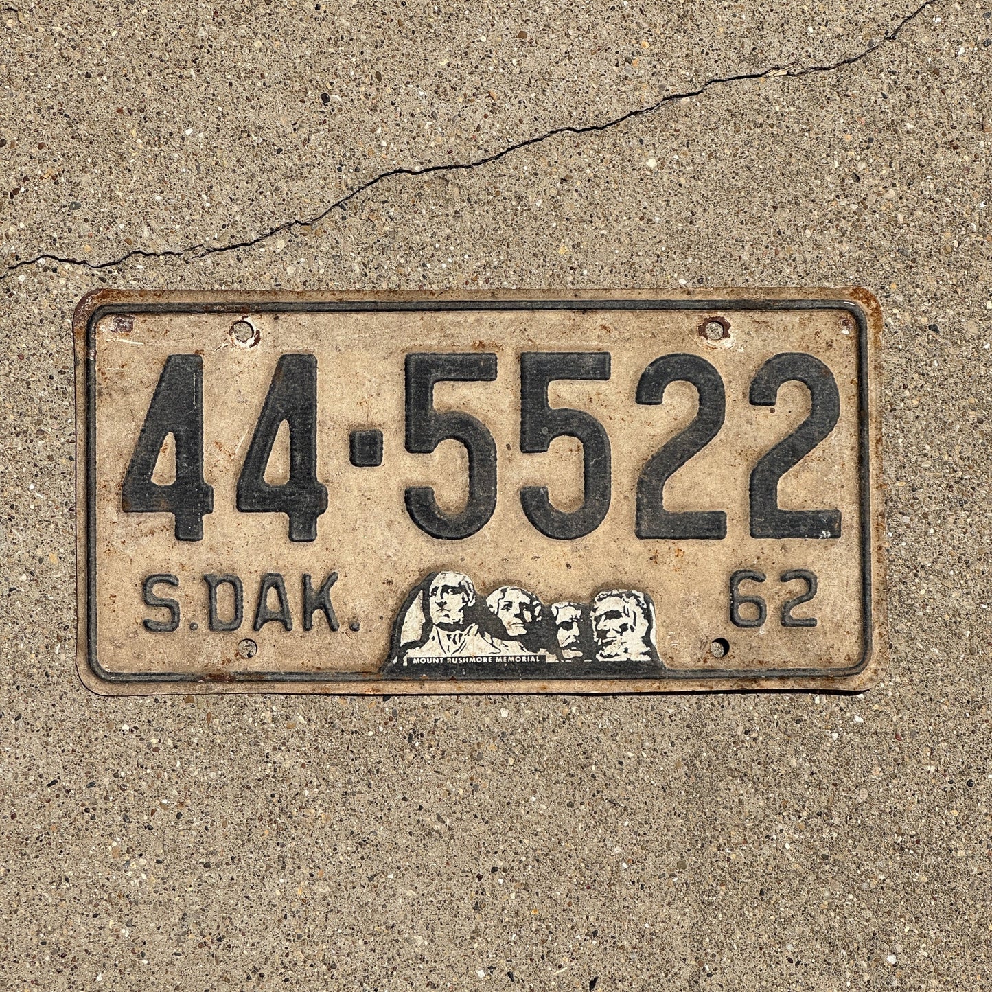 Photo of a 1962 South Dakota License Plate Auto Tag Garage Decor Vintage Lincoln 44 5522