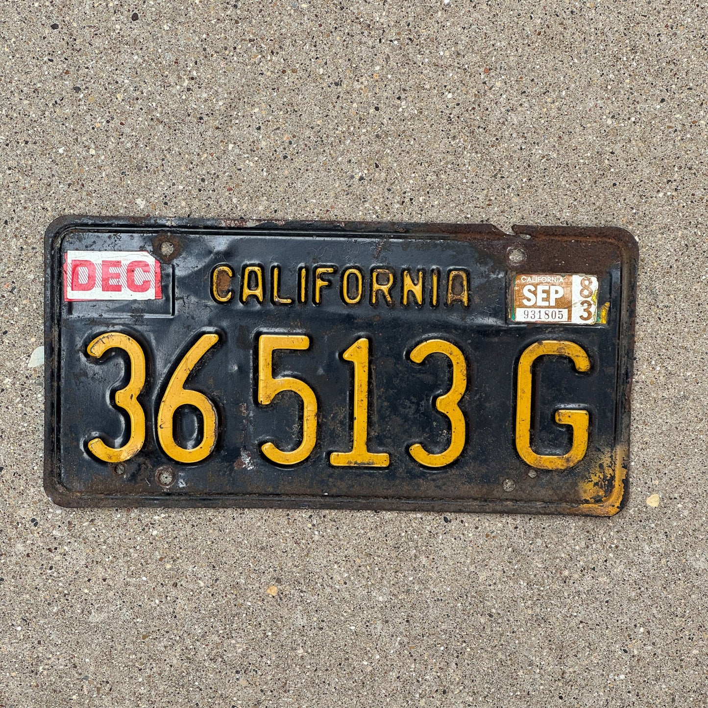 Photo of a 1963 California License Plate Auto Tag Garage Decor Vintage 36513 G