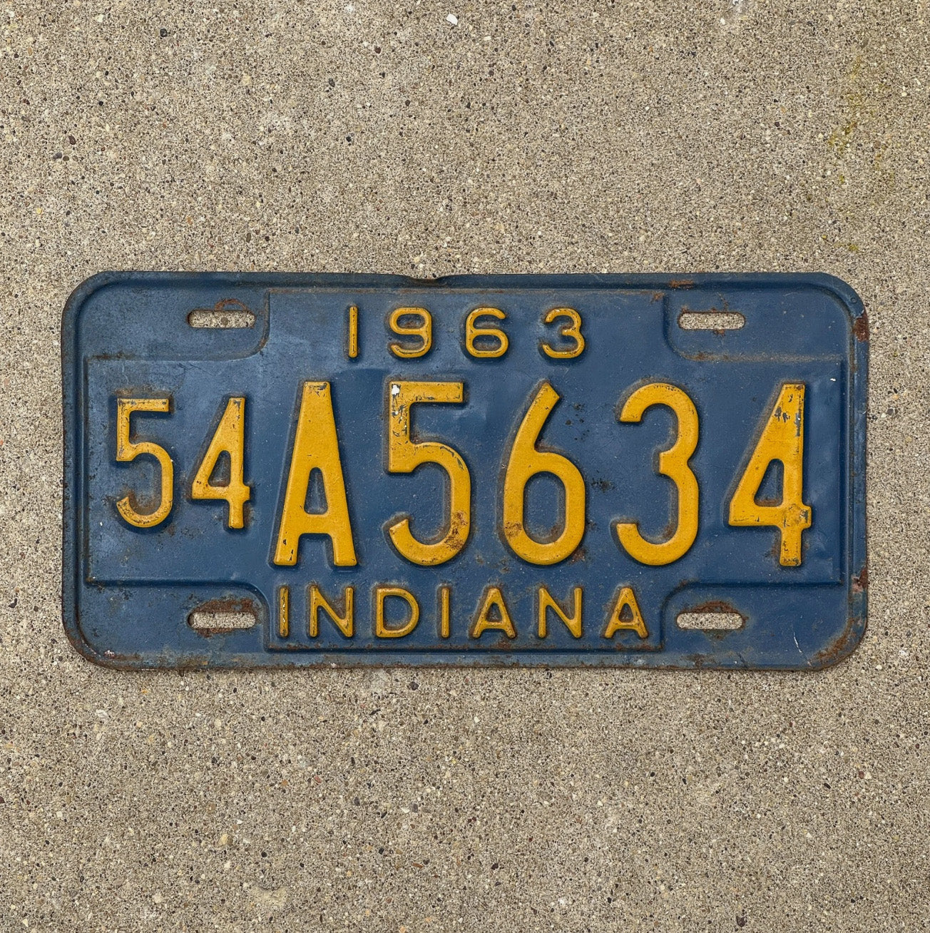 Photo of a 1963 Indiana License Plate Auto Tag Garage Decor Vintage 54 A 5634