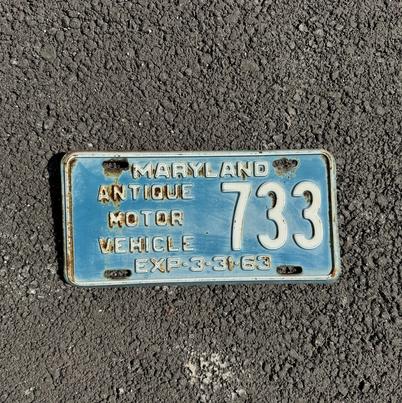 Photo of a 1963 Maryland Antique Vehicle License Plate Auto Tag Garage Decor Vintage Motor Vehicle 733
