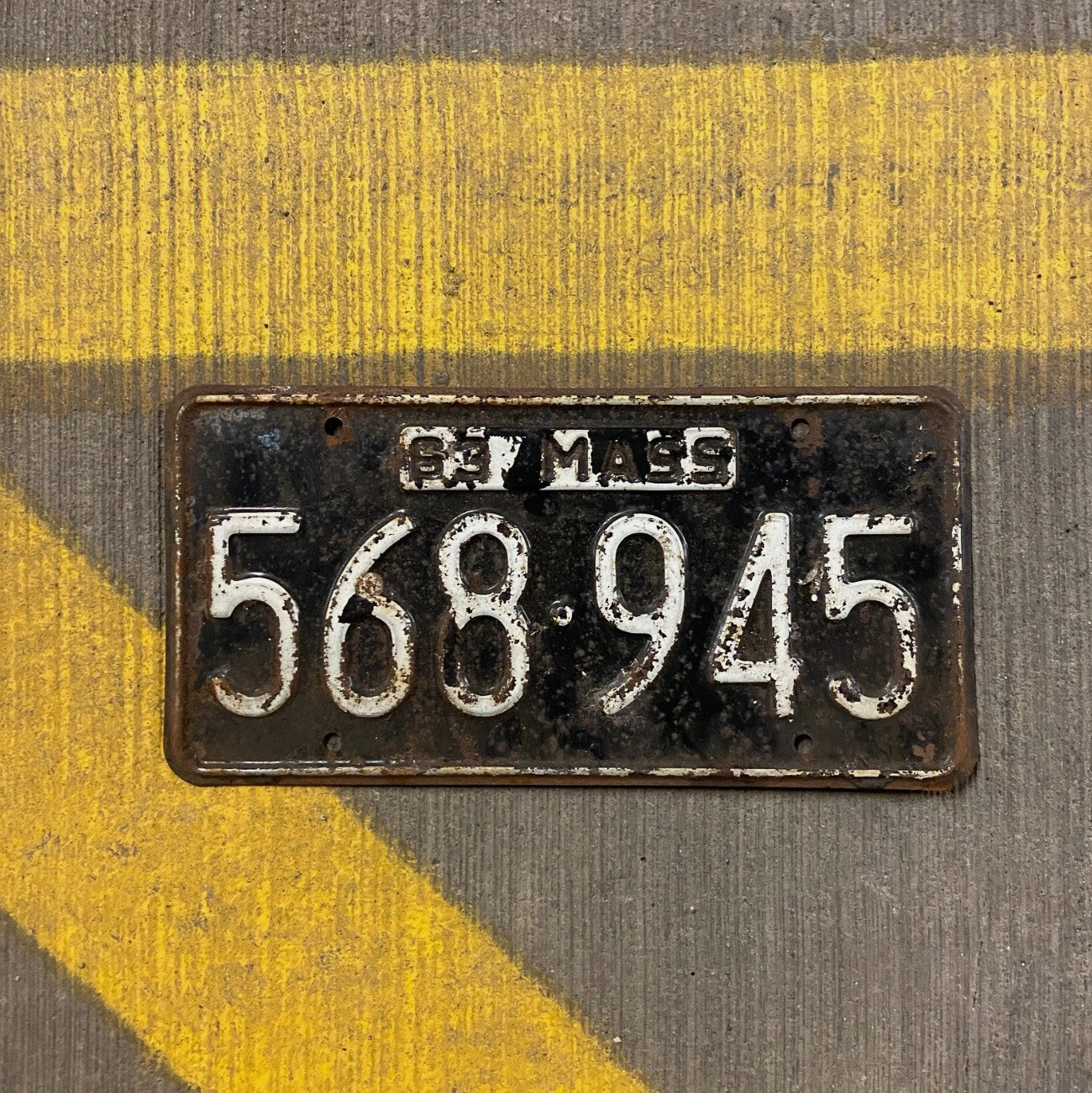 Photo of a 1963 Massachusetts License Plate Auto Tag Garage Decor Vintage Mass 568 945