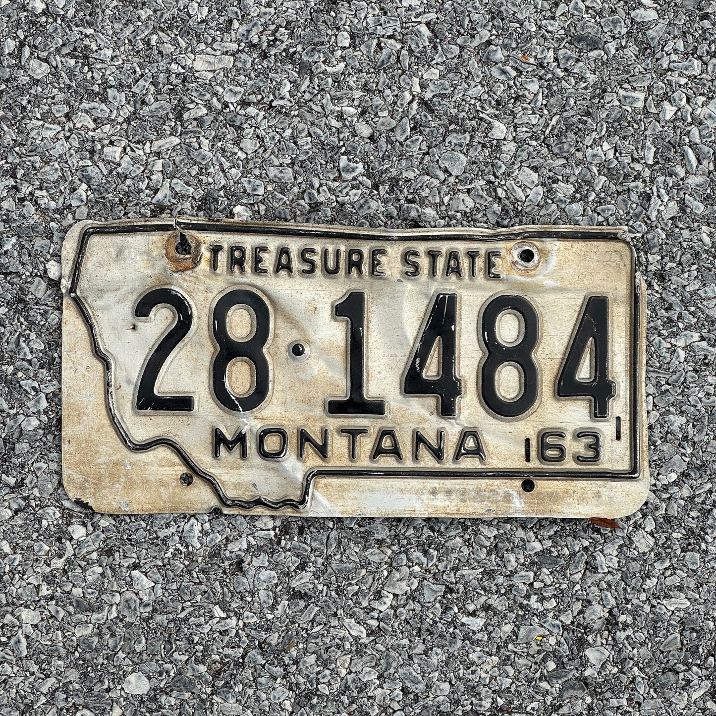 Photo of a 1963 Montana License Plate Auto Tag Garage Decor Vintage State Shape 28 1484