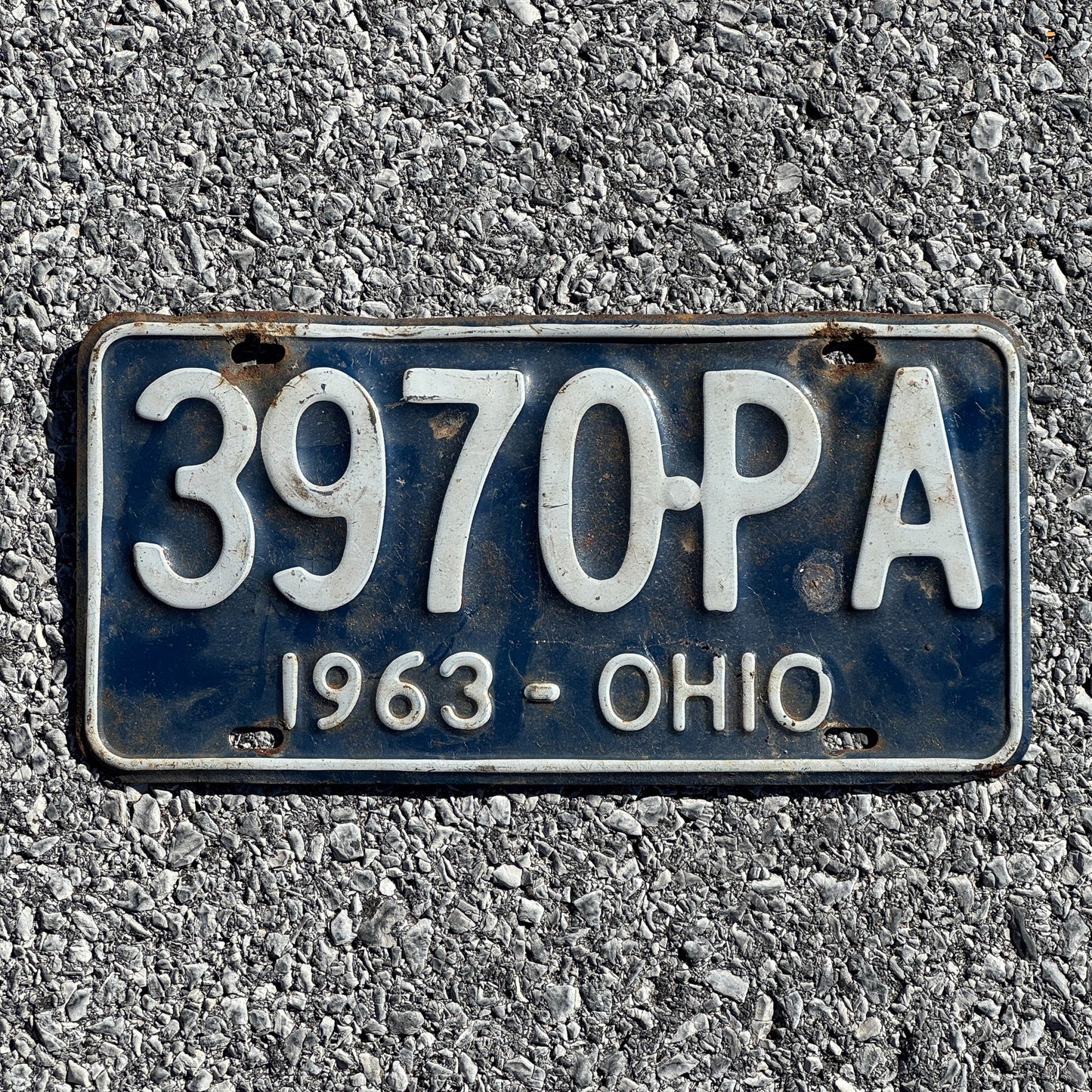 Photo of a 1963 Ohio License Plate Auto Tag Garage Decor Vintage 3970 PA