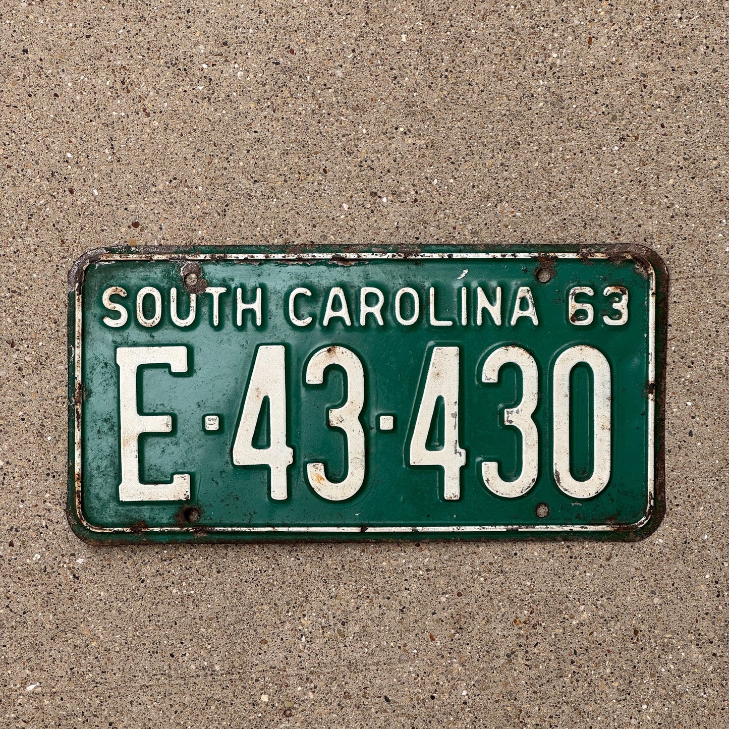 Photo of a 1963 South Carolina License Plate Auto Tag Garage Decor Vintage E 43430