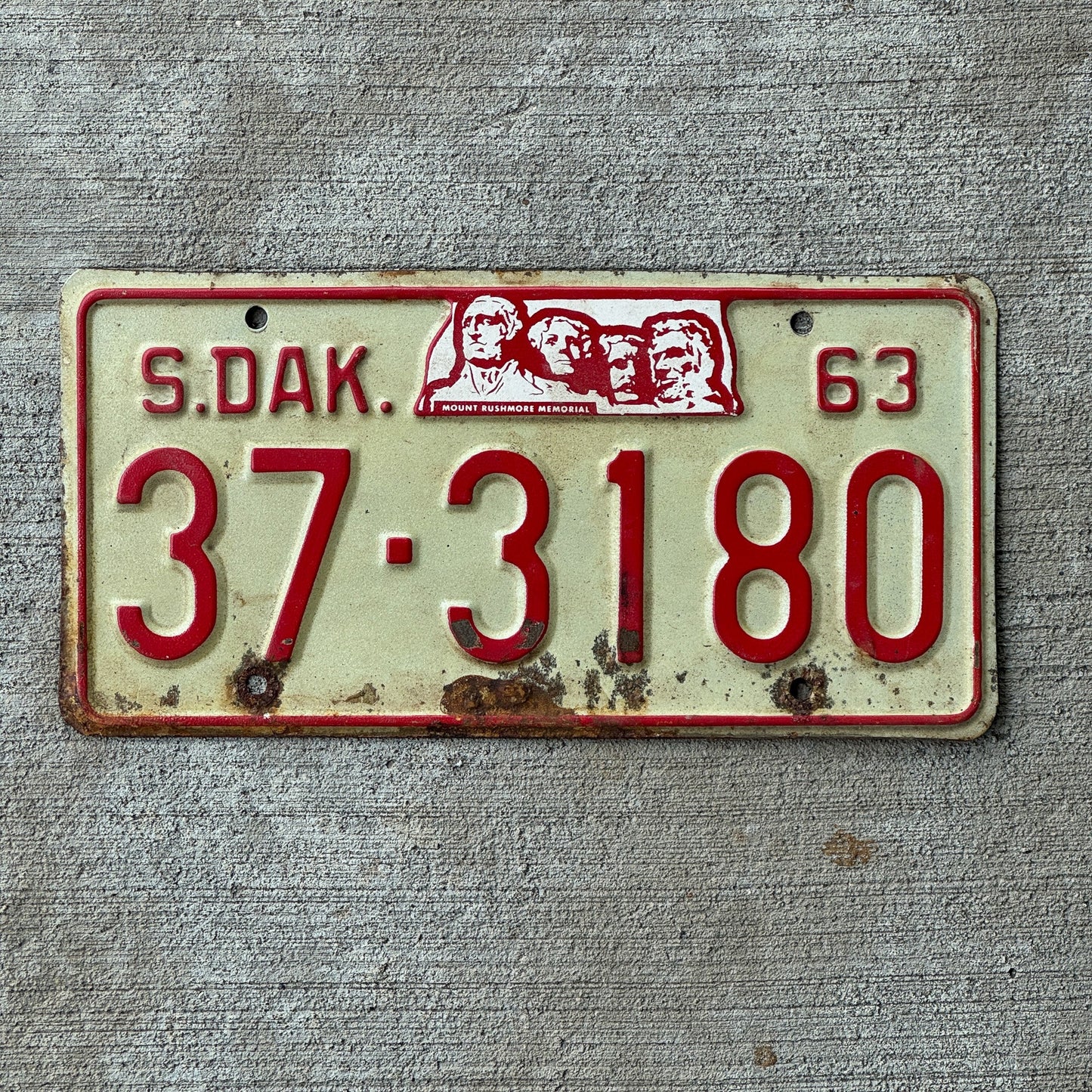 Photo of a 1963 South Dakota License Plate Auto Tag Garage Decor Vintage Hutchinson 37 3180