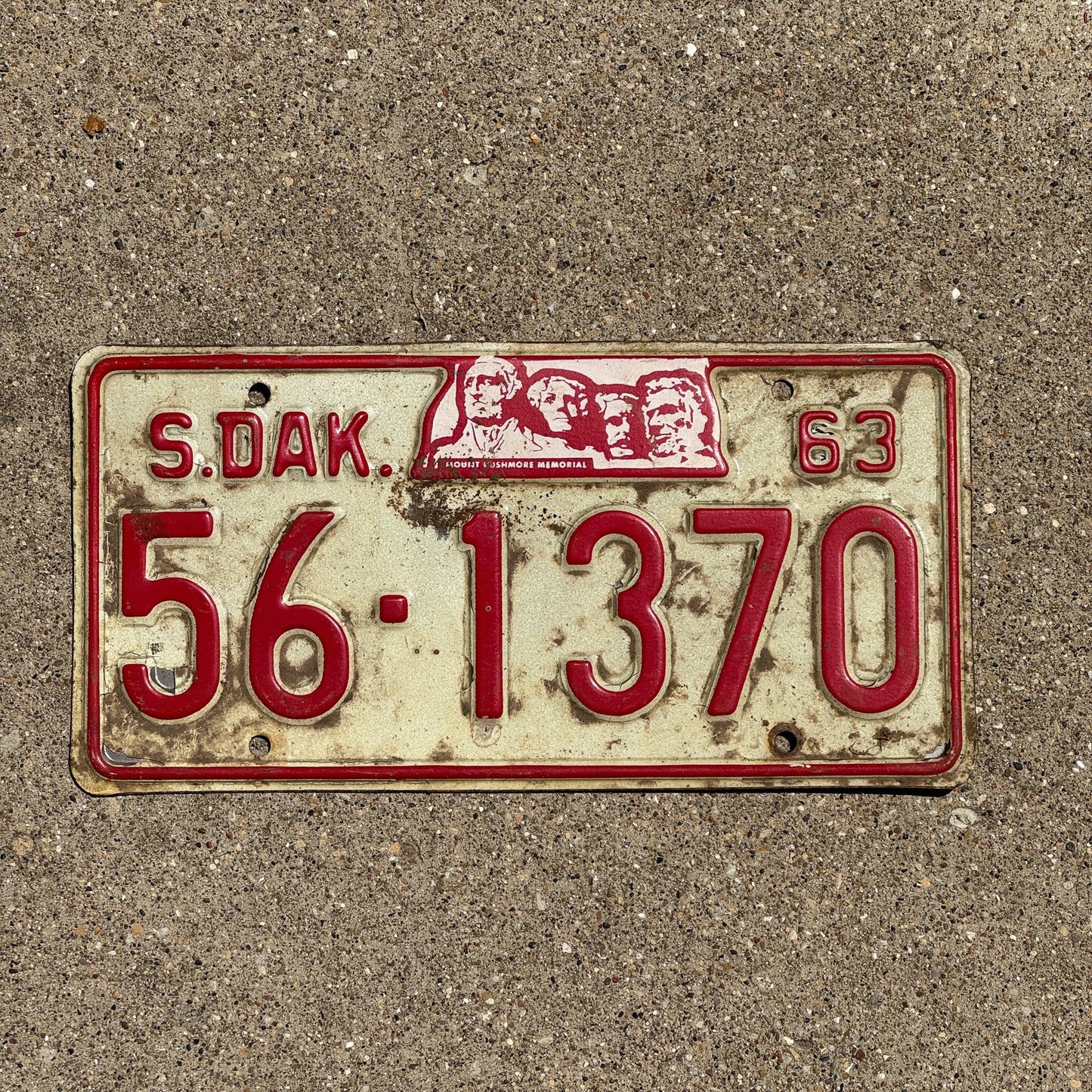 Photo of a 1963 South Dakota License Plate Auto Tag Garage Decor Vintage Sanborn 56 1370