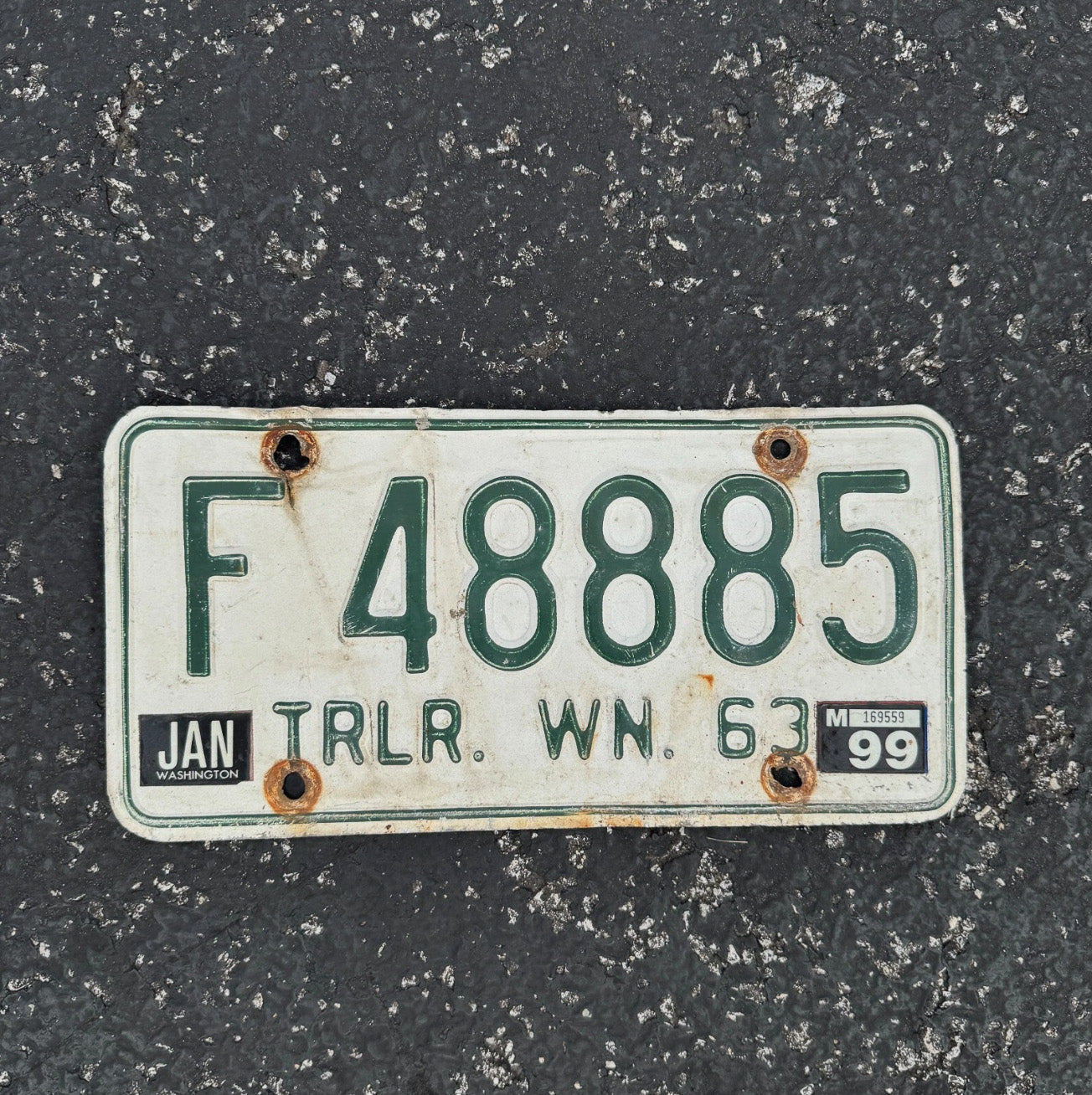 Photo of a 1963 Washington Trailer License Plate Auto Tag Garage Decor Vintage Repeat Repeating f 4 888 5
