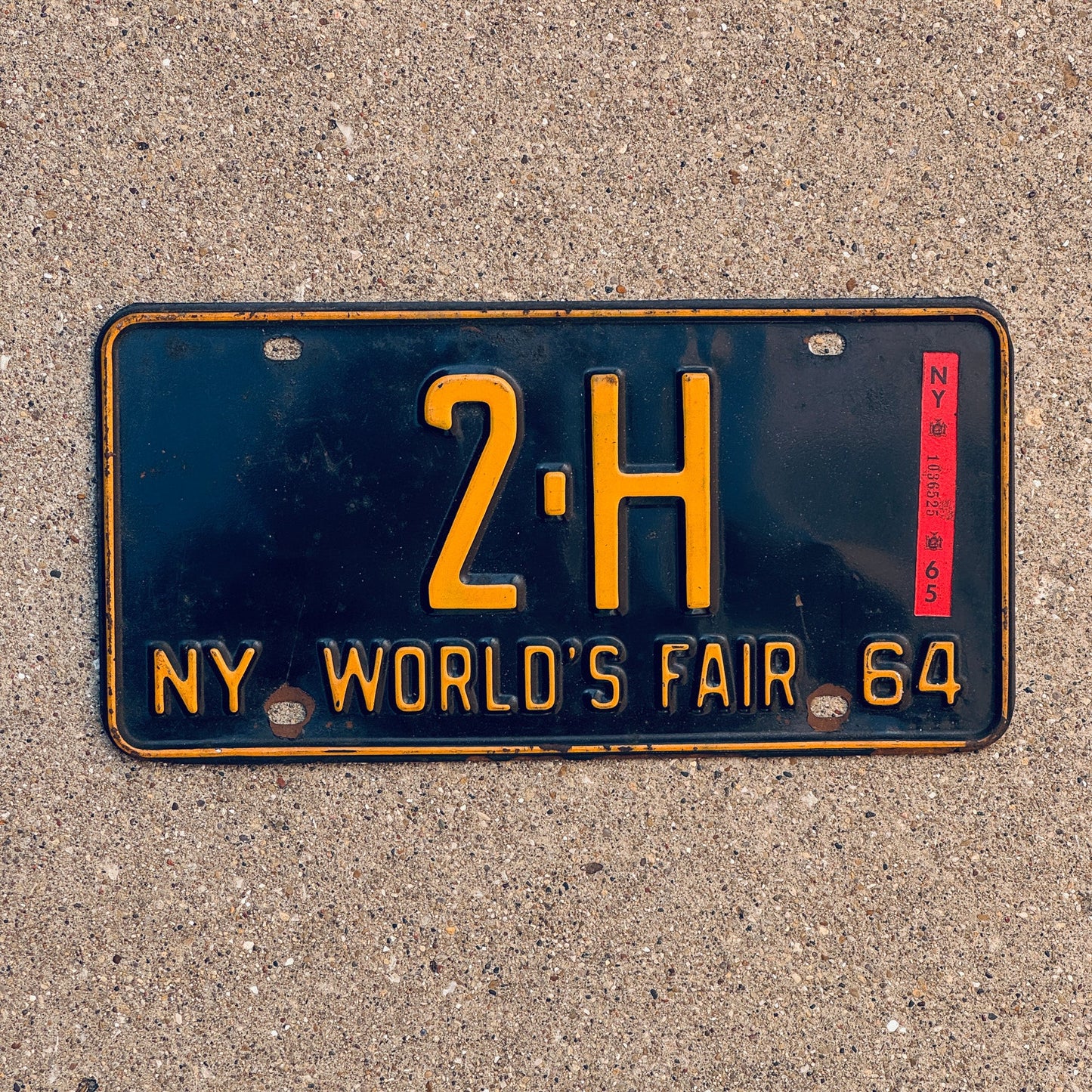 Photo of a 1964 1965 New York Reserved Early Vanity License Plate Auto Tag Garage Decor Vintage World's Fair 2 H