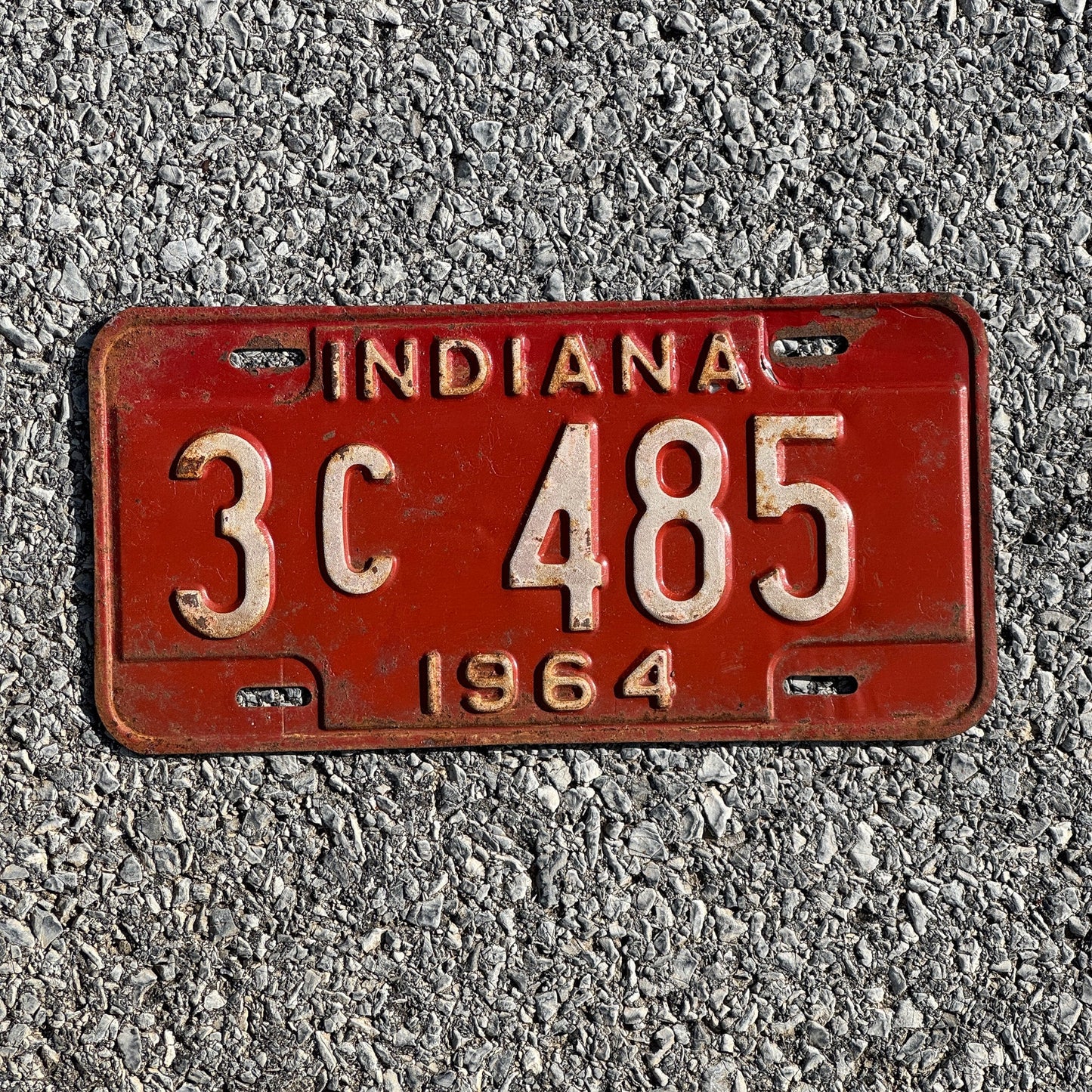 Photo of a 1964 Indiana License Plate Auto Tag Garage Decor Vintage 3C485