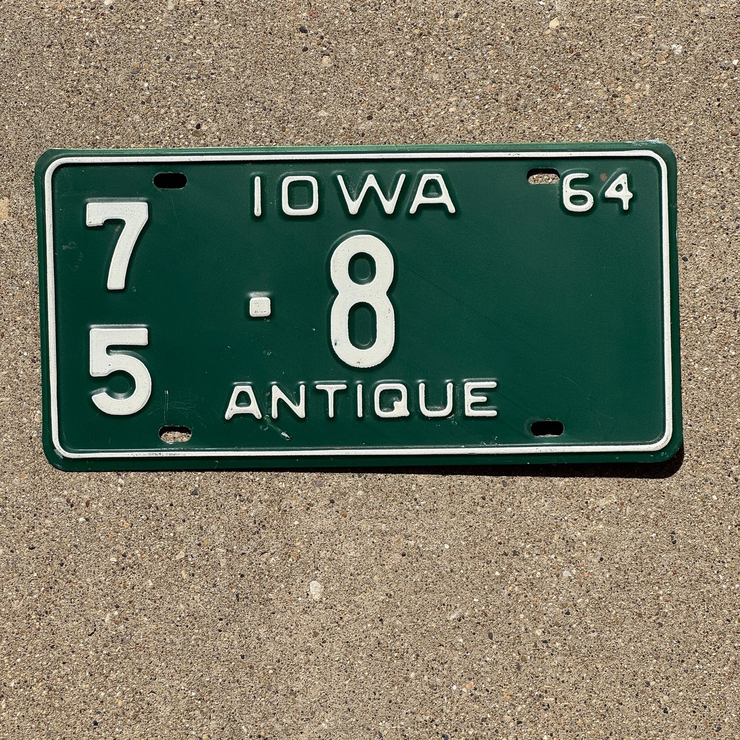 Photo of a 1964 Iowa Antique Vehicle License Plate Auto Tag Garage Decor Vintage Historic 75 8