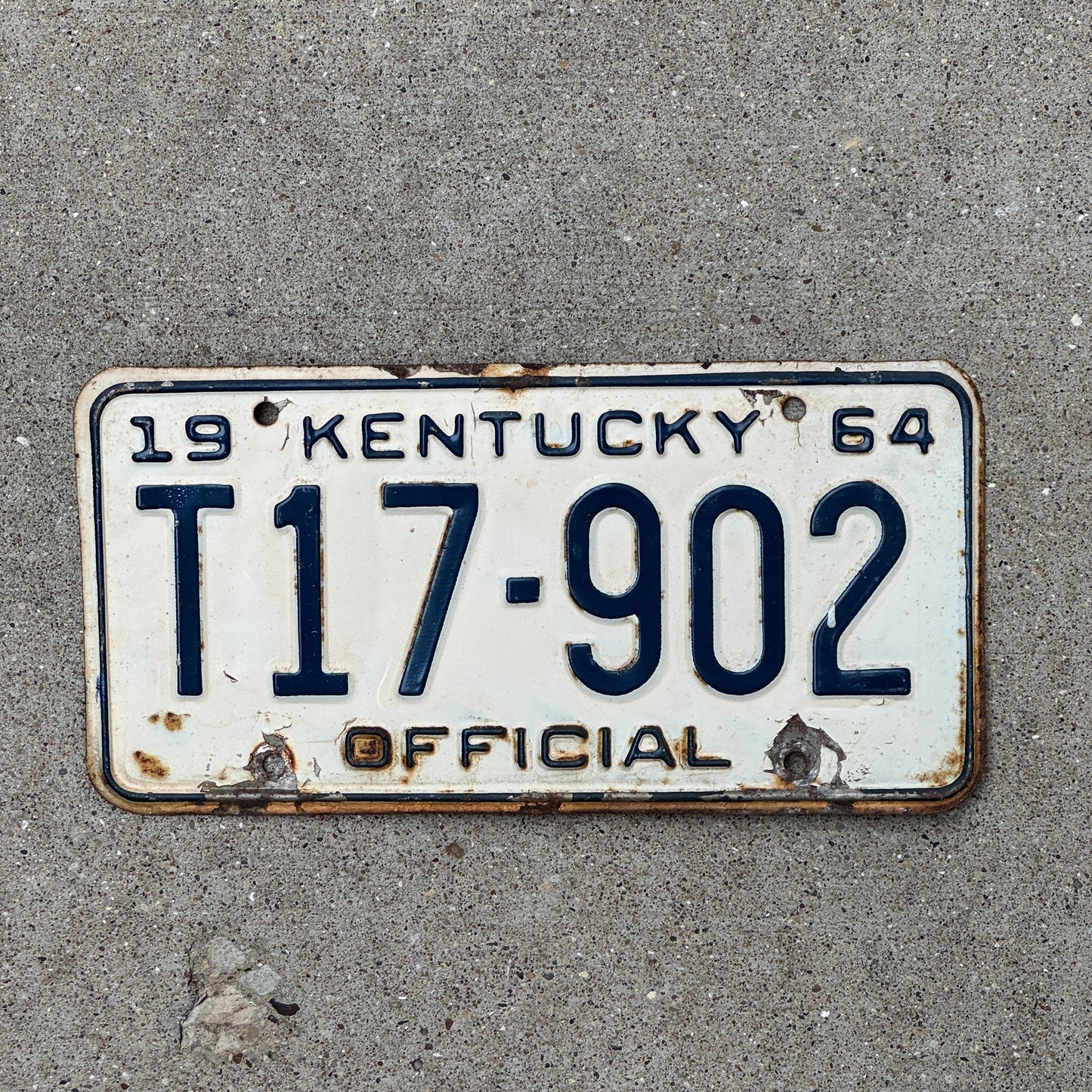 Photo of a 1964 Kentucky Official License Plate Auto Tag Garage Decor Vintage T 17 902