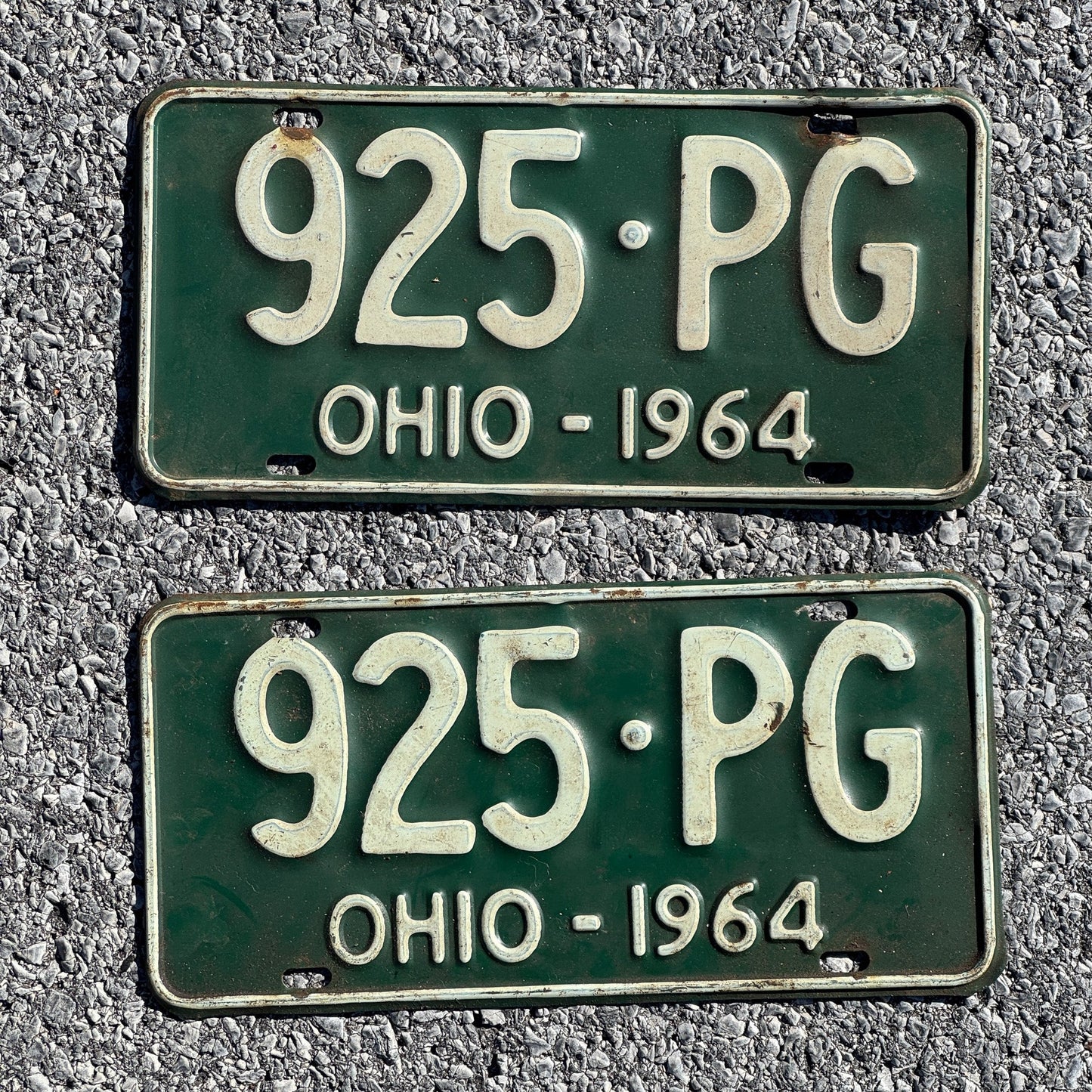 Photo of a 1964 Ohio License Plate Pair Auto Tag Garage Decor Vintage 925 PG