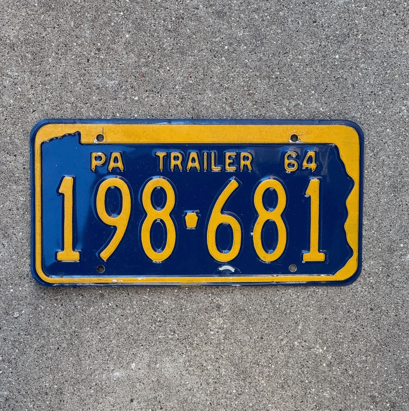 Photo of a 1964 Pennsylvania Trailer License Plate Auto Tag Garage Decor 198 681