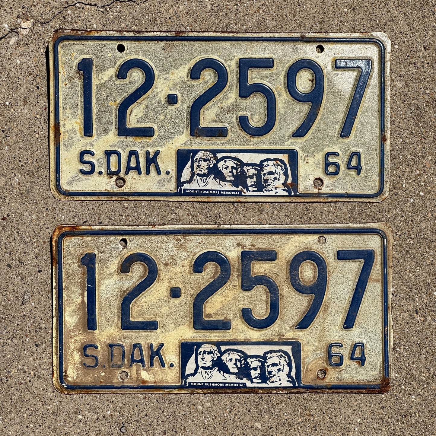 Photo of a 1964 South Dakota License Plate Pair Auto Tag Garage Decor Vintage Bon Homme 12 2597