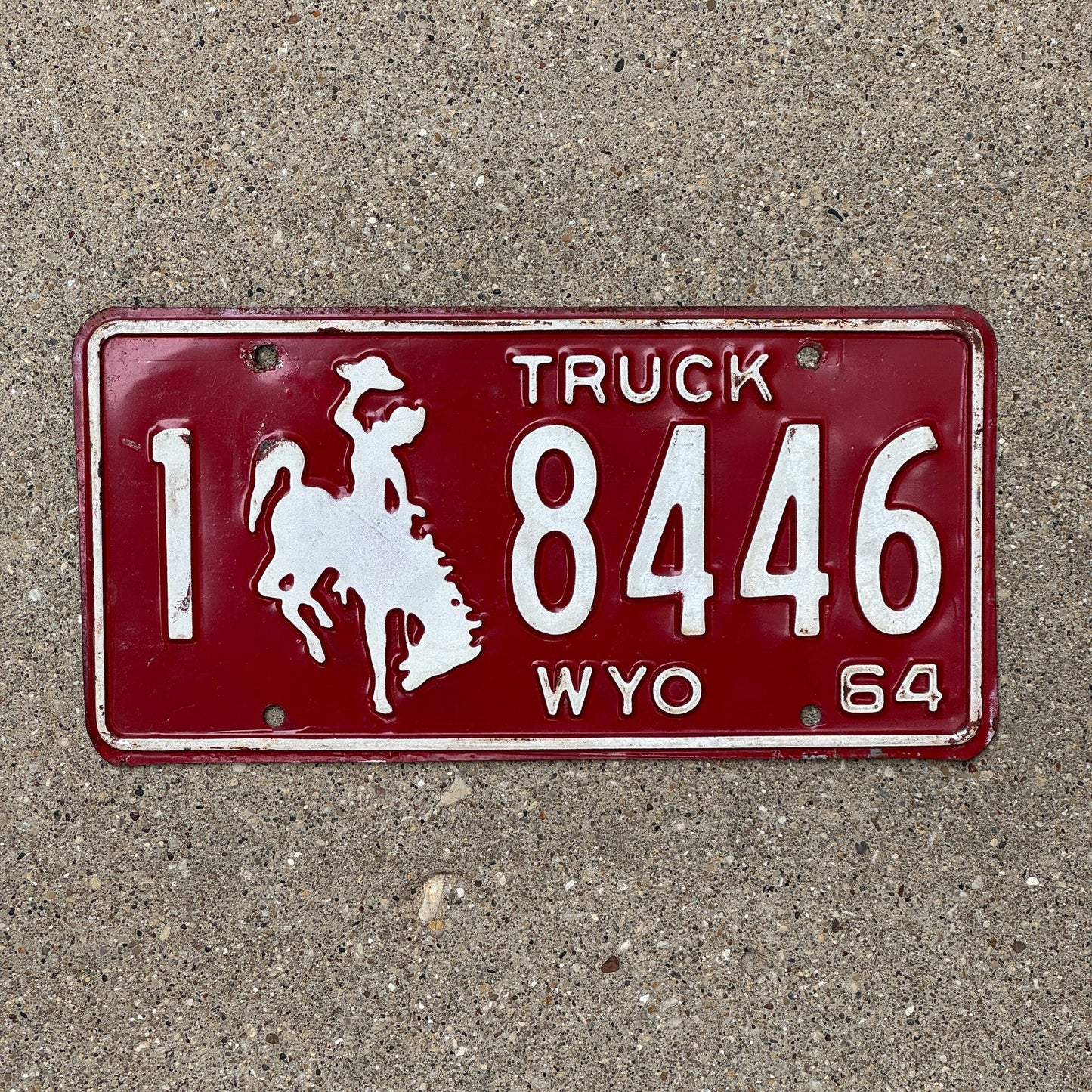 Photo of a 1964 Wyoming Truck License Plate Auto Tag Garage Decor Vintage 1 8446