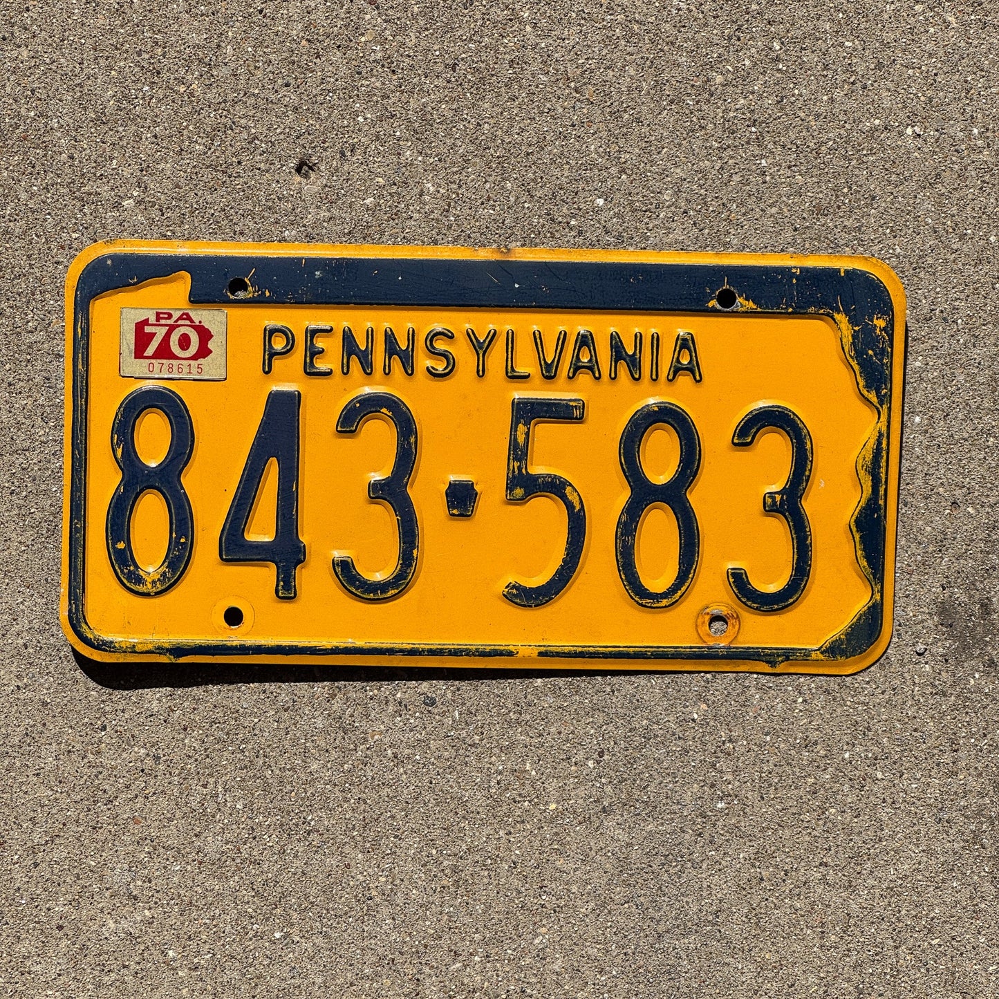 Photo of a 1965 1970 Pennsylvania License Plate Auto Tag Garage Decor Vintage 843 583