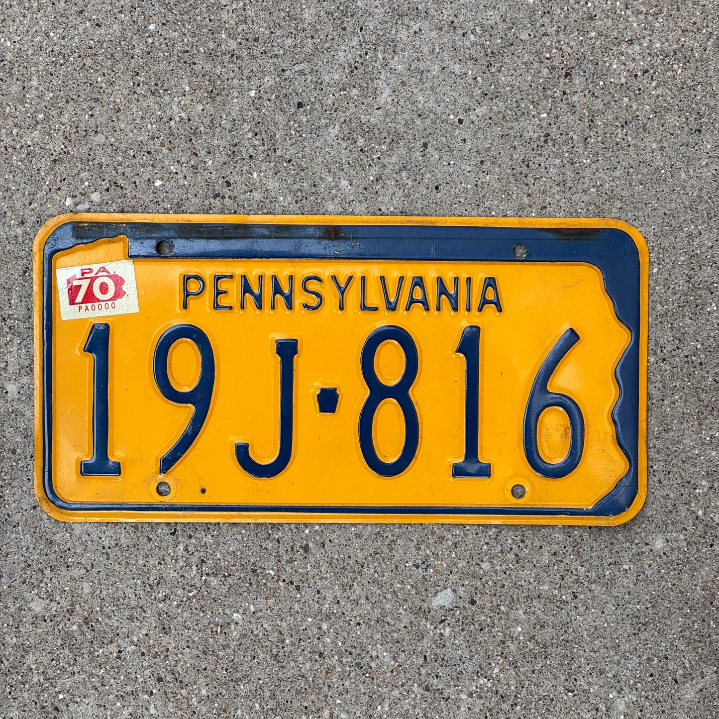 Photo of a 1965 1970 Pennsylvania License Plate Auto Tag Garage Decor Vintage 19J 816