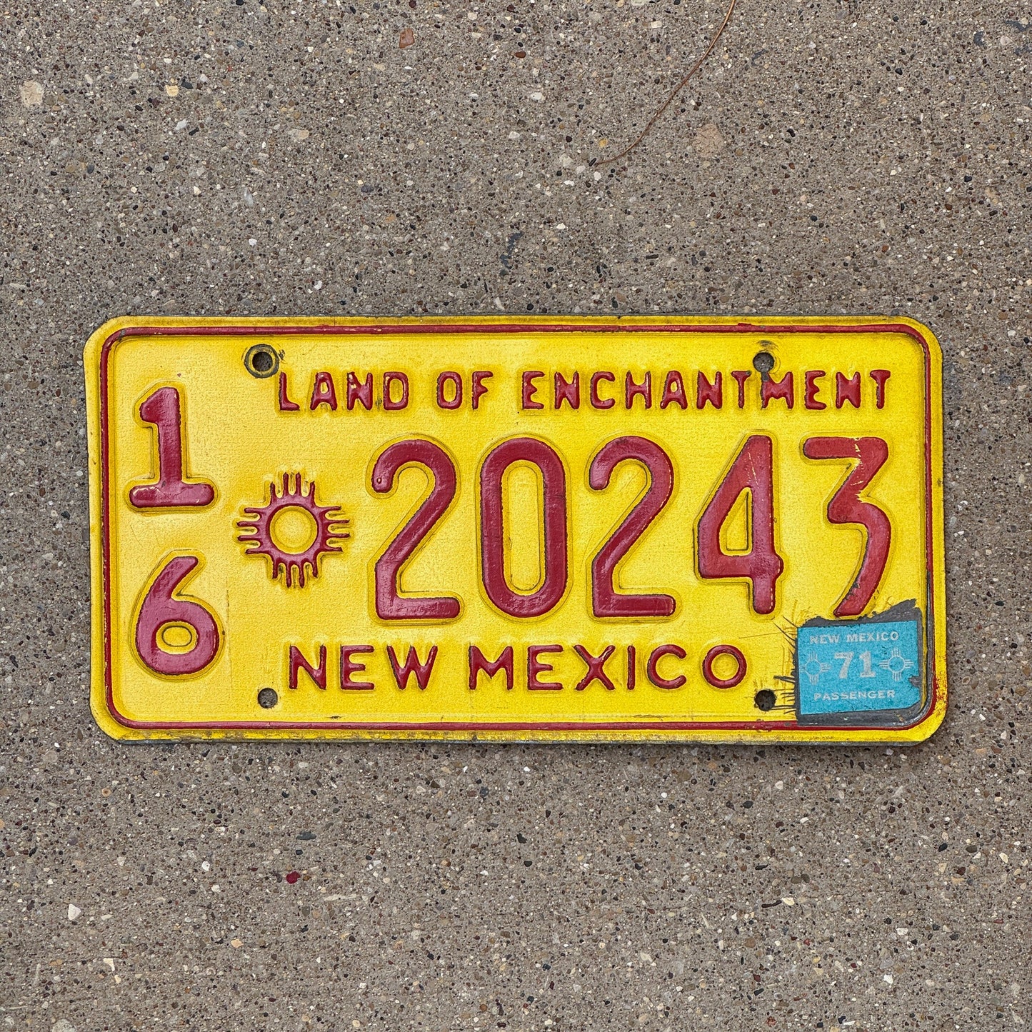 Photo of a 1965 1971 New Mexico License Plate Auto Tag Garage Decor Vintage 16 20243 with original patina