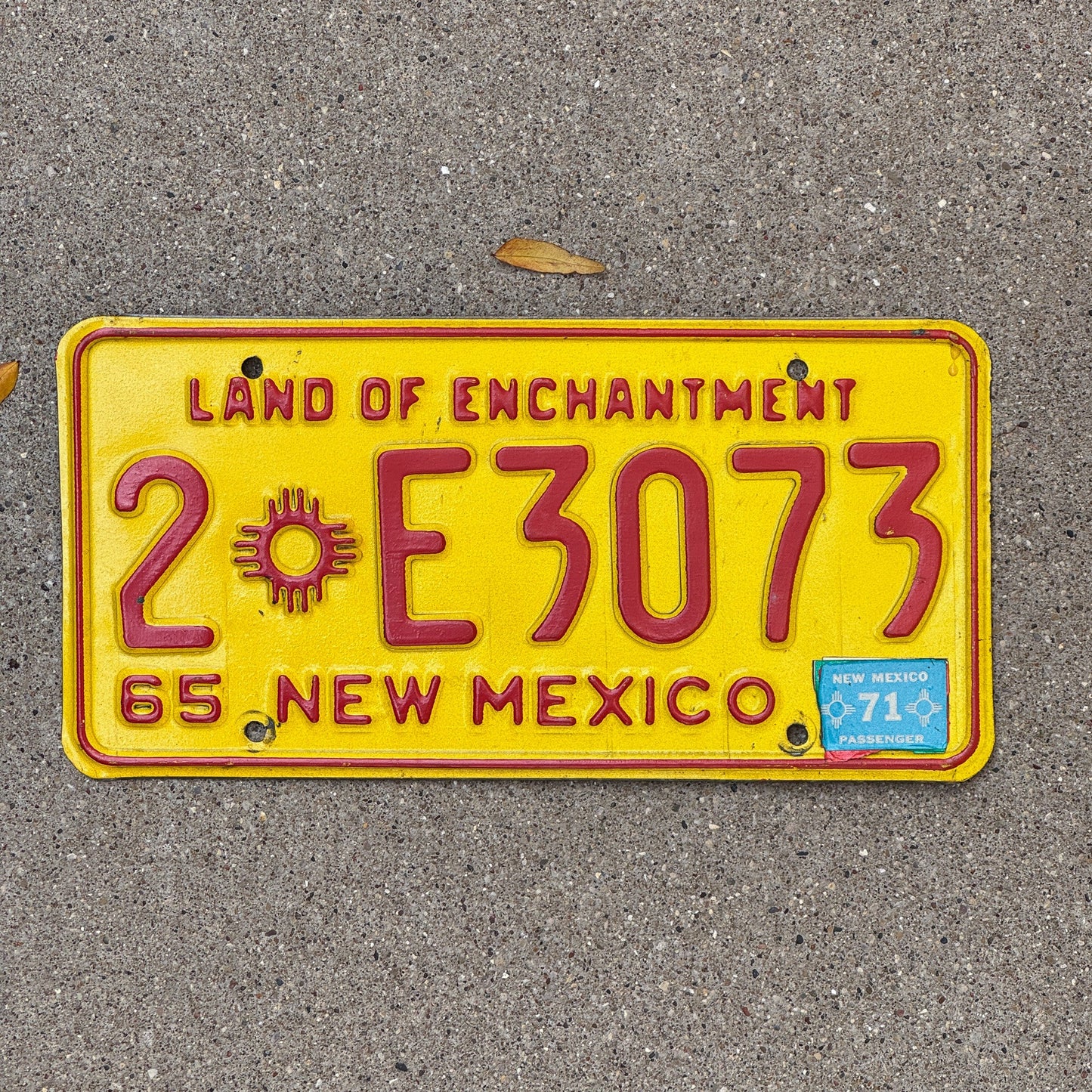 Photo of a 1965 1971 New Mexico License Plate Auto Tag Garage Decor Vintage 2 E3073 with original patina