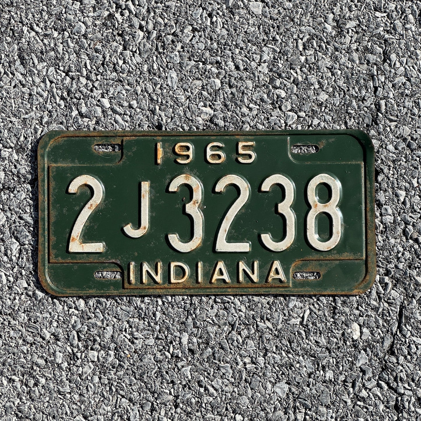 Photo of a 1965 Indiana License Plate Auto Tag Garage Decor Vintage 2J3238