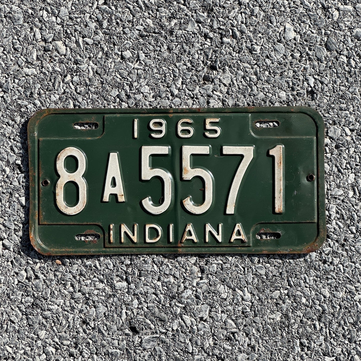 Photo of a 1965 Indiana License Plate Auto Tag Garage Decor Vintage 8A5571