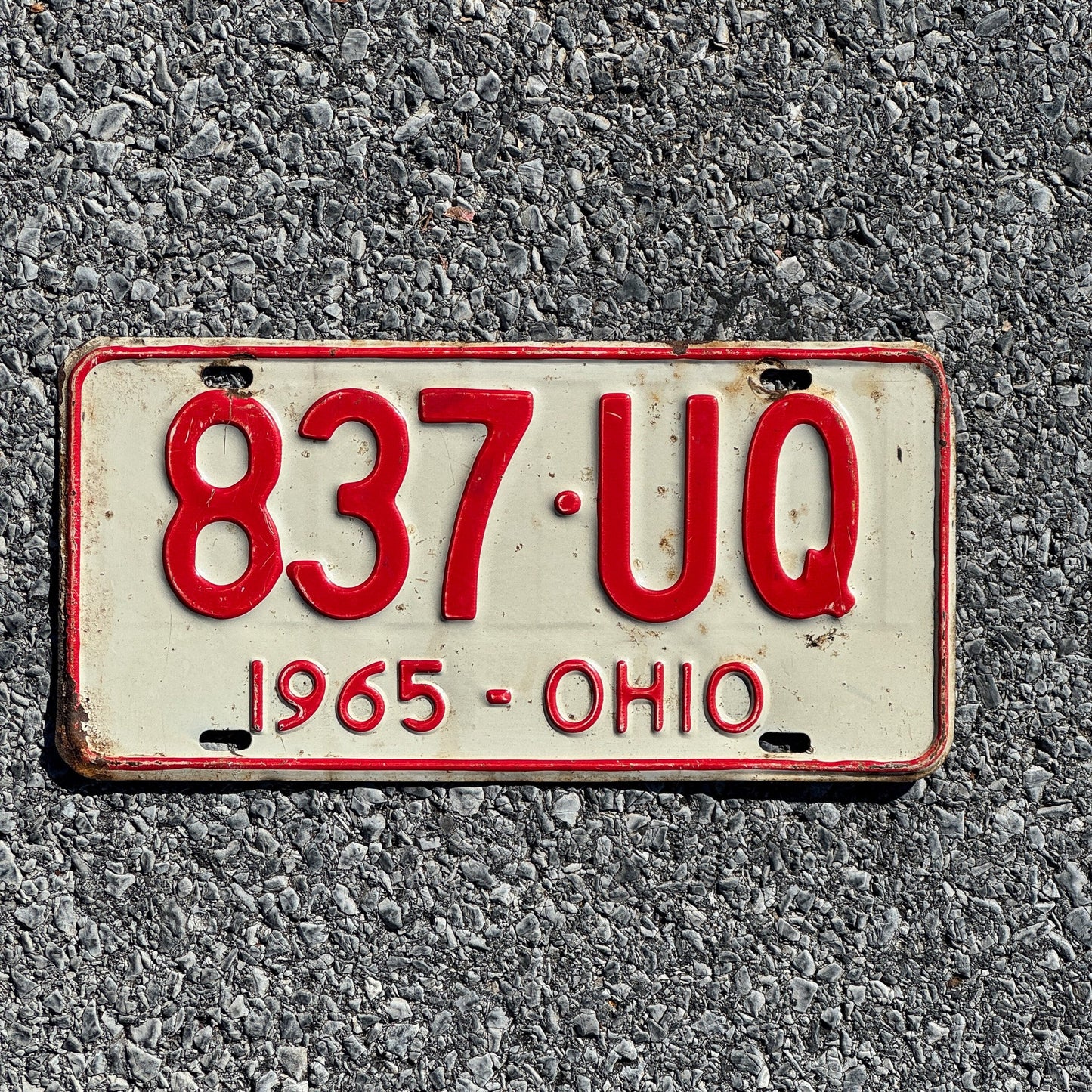 Photo of a 1965 Ohio License Plate Auto Tag Garage Decor Vintage 837UQ
