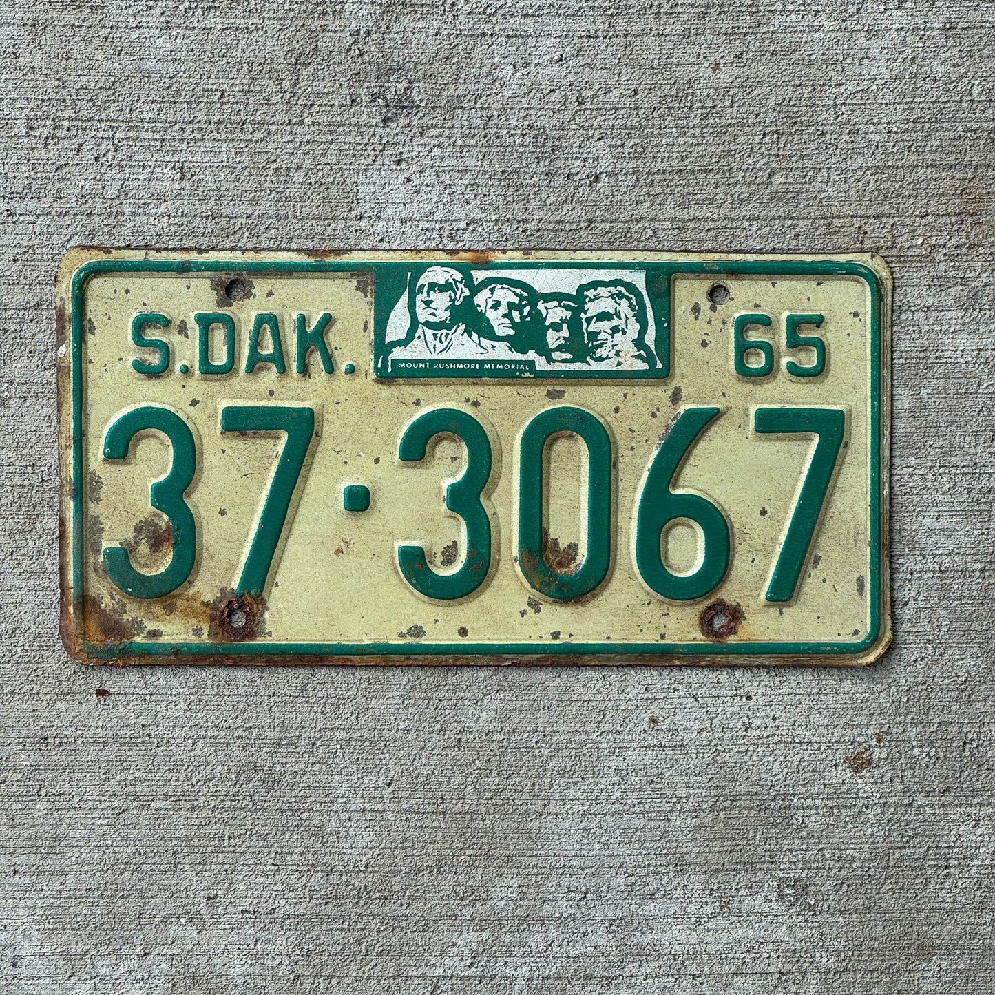 Photo of a 1965 South Dakota License Plate Auto Tag Garage Decor Vintage Hutchinson 37 3067
