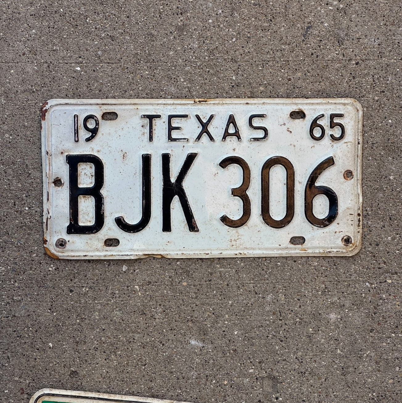 Photo of a 1965 Texas License Plate Auto Tag Garage Decor BJK 306