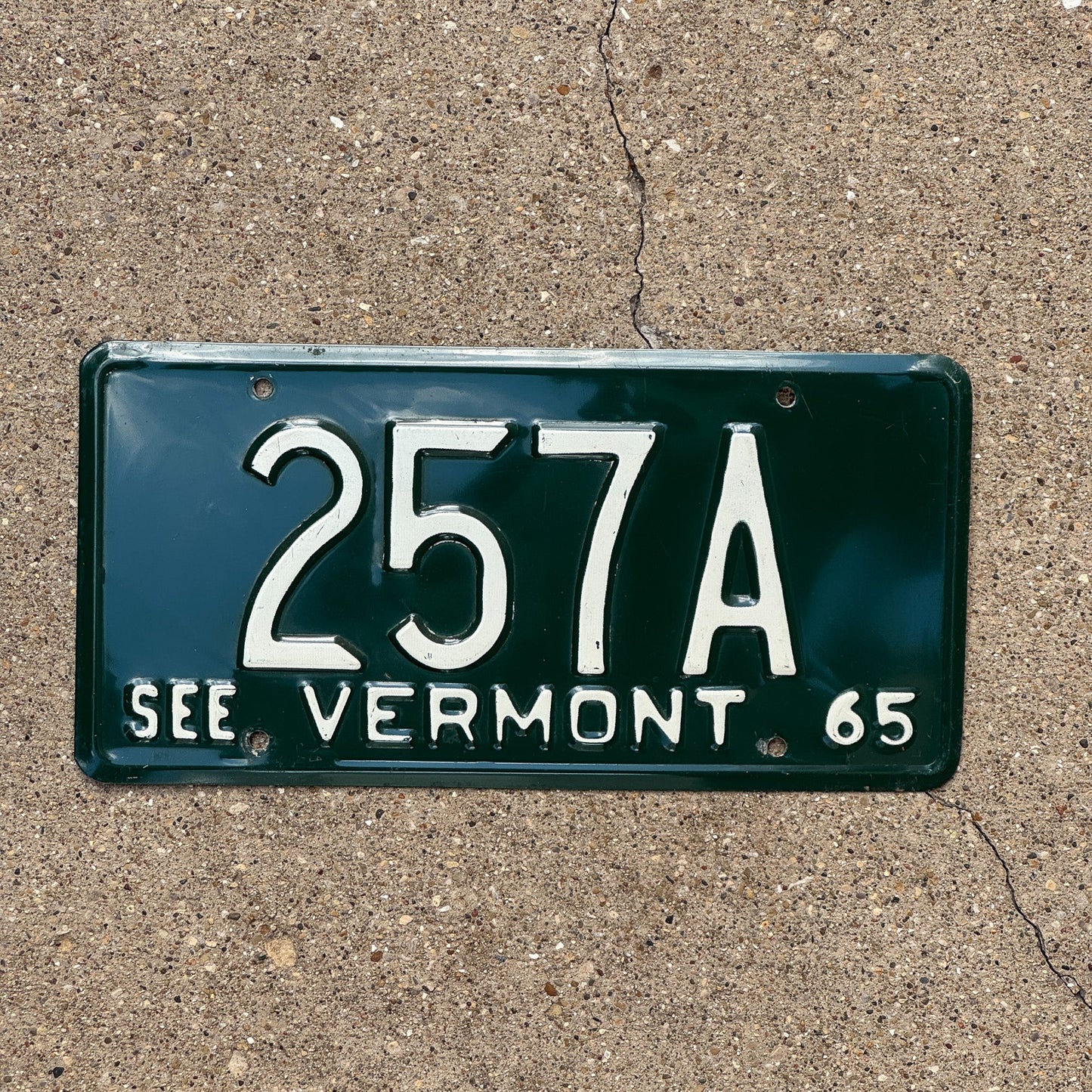 Photo of a 1965 Vermont License Plate Auto Tag Garage Decor Vintage 257 A