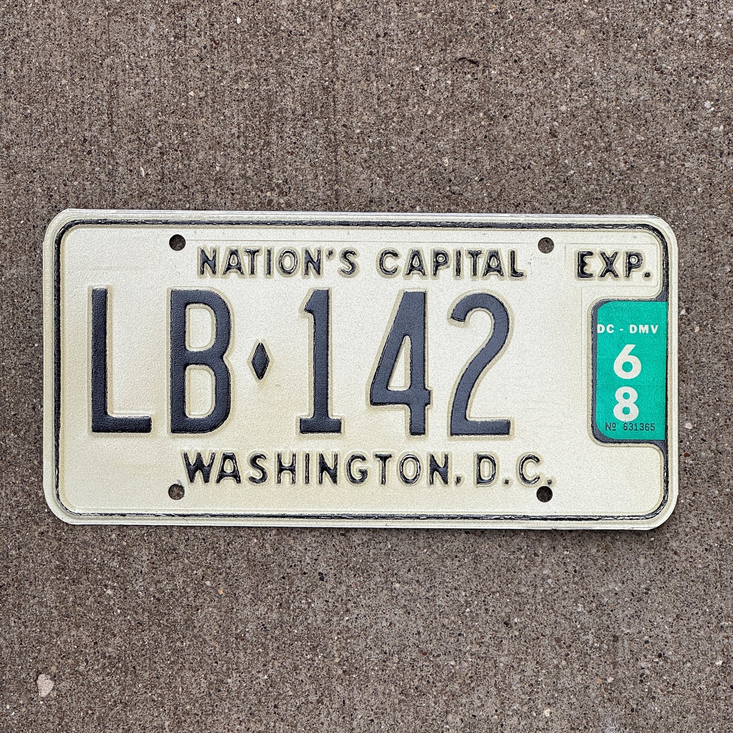 Photo of a 1966 1968 Washington DC Livery License Plate Auto Tag 2 Garage Decor Limousine Limo LB 142 with original patina