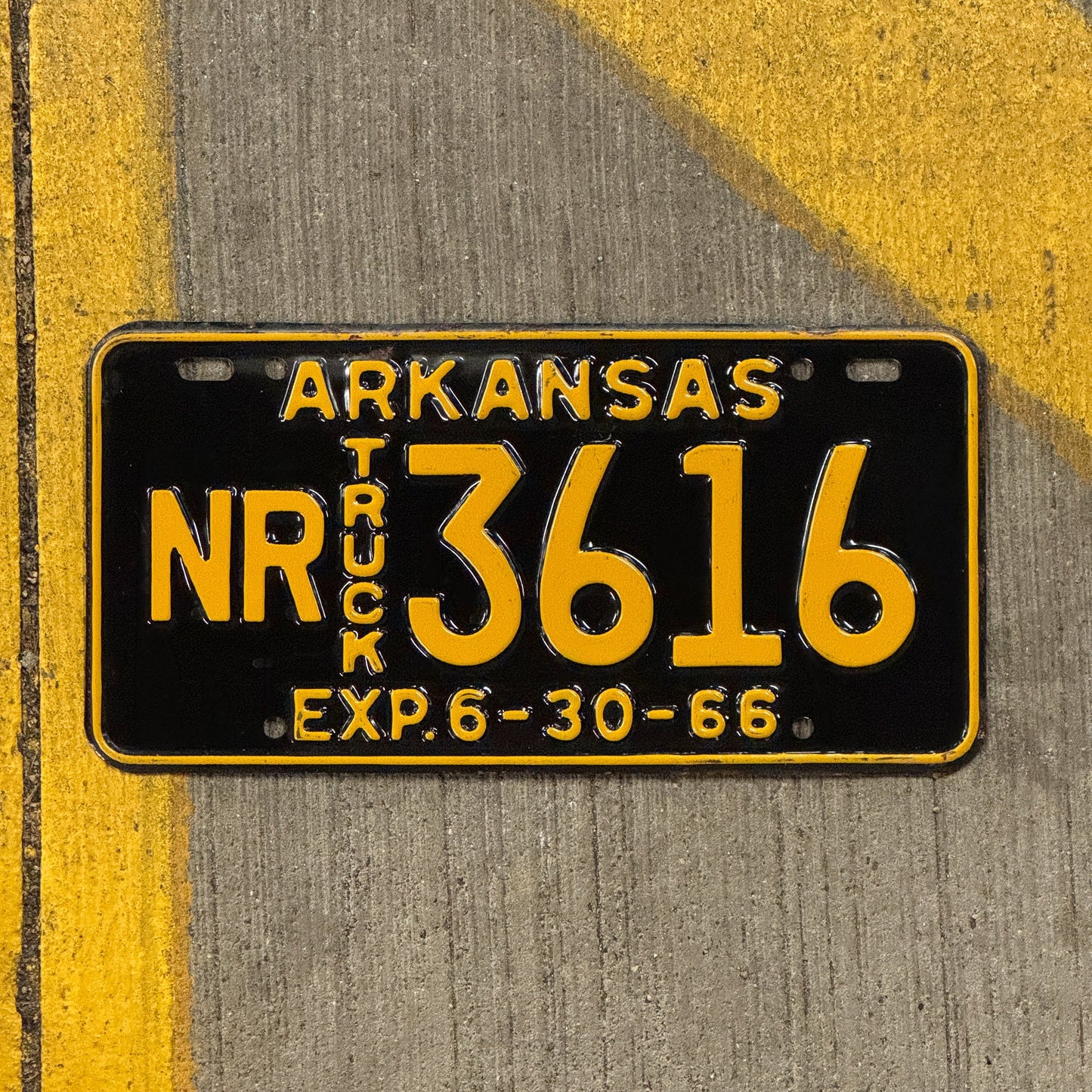 Photo of a 1966 Arkansas Natural Resources License Plate Auto Tag Garage Decor Vintage NR 3616