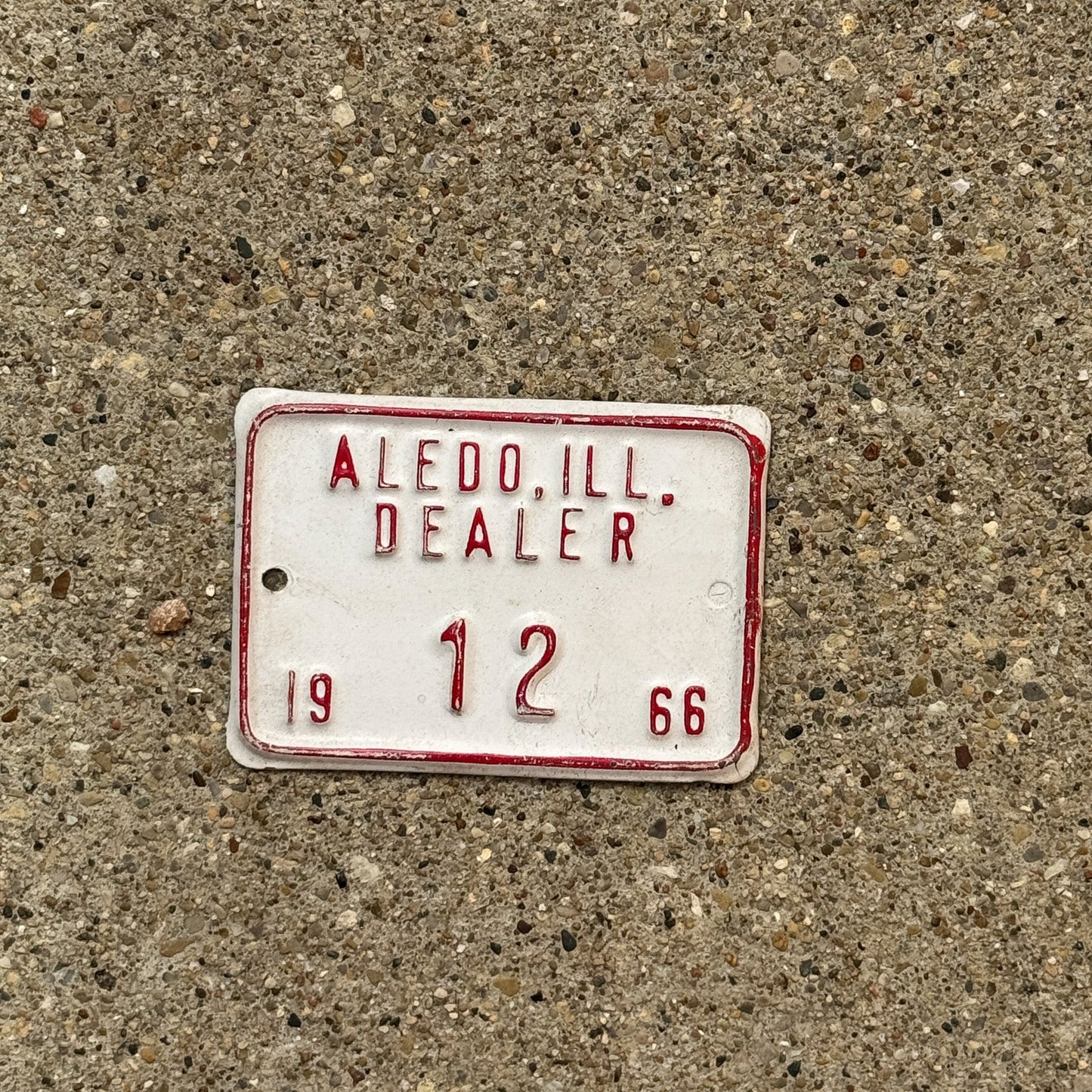 Photo of a 1966 Illinois Dealer Tax Tag Auto Tag Garage Decor Vintage Aledo 12