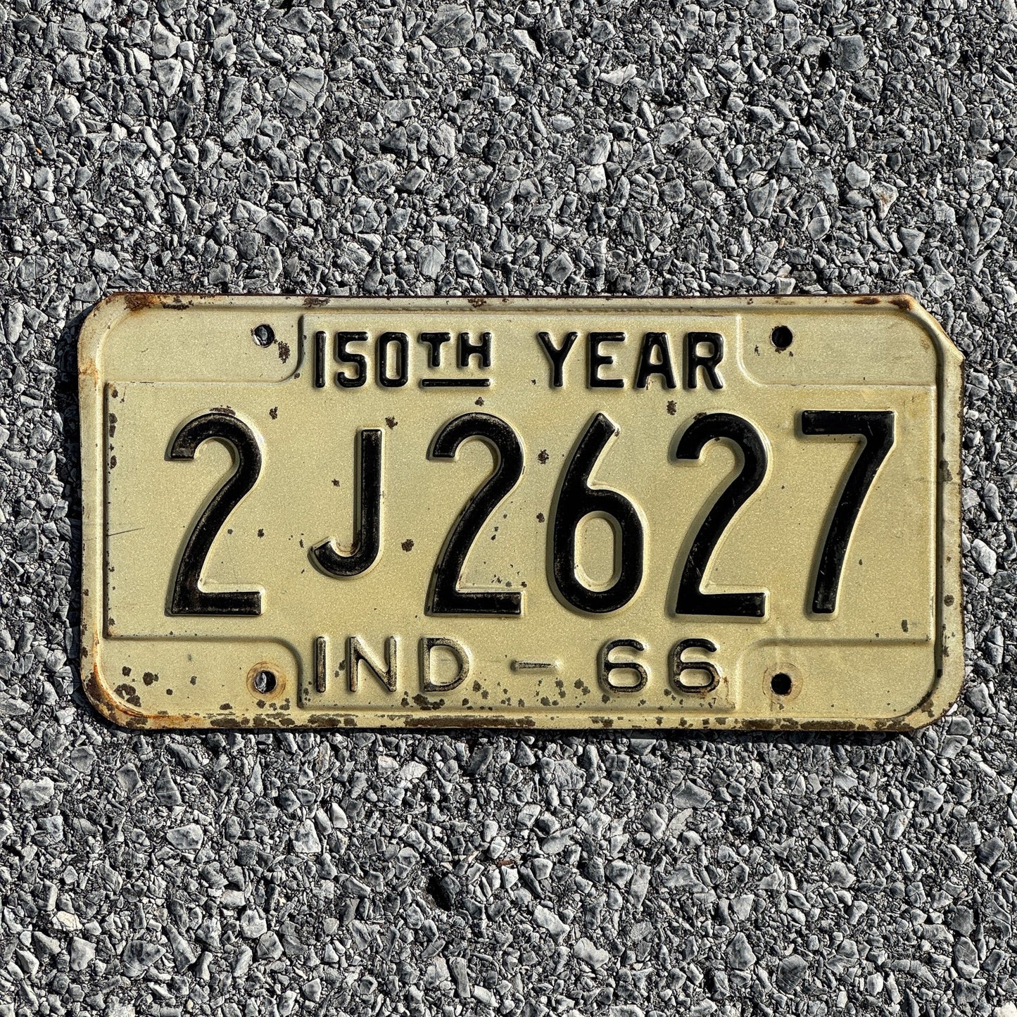 Photo of a 1966 Indiana License Plate Auto Tag Garage Decor Vintage 2J2627