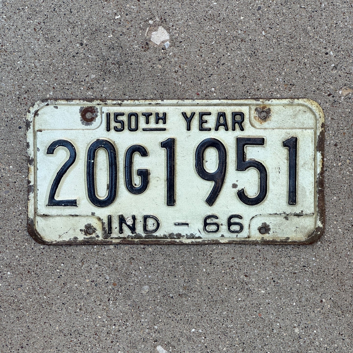 Photo of a 1966 Indiana License Plate Auto Tag Garage Decor Vintage Birth Year 20 G 1951