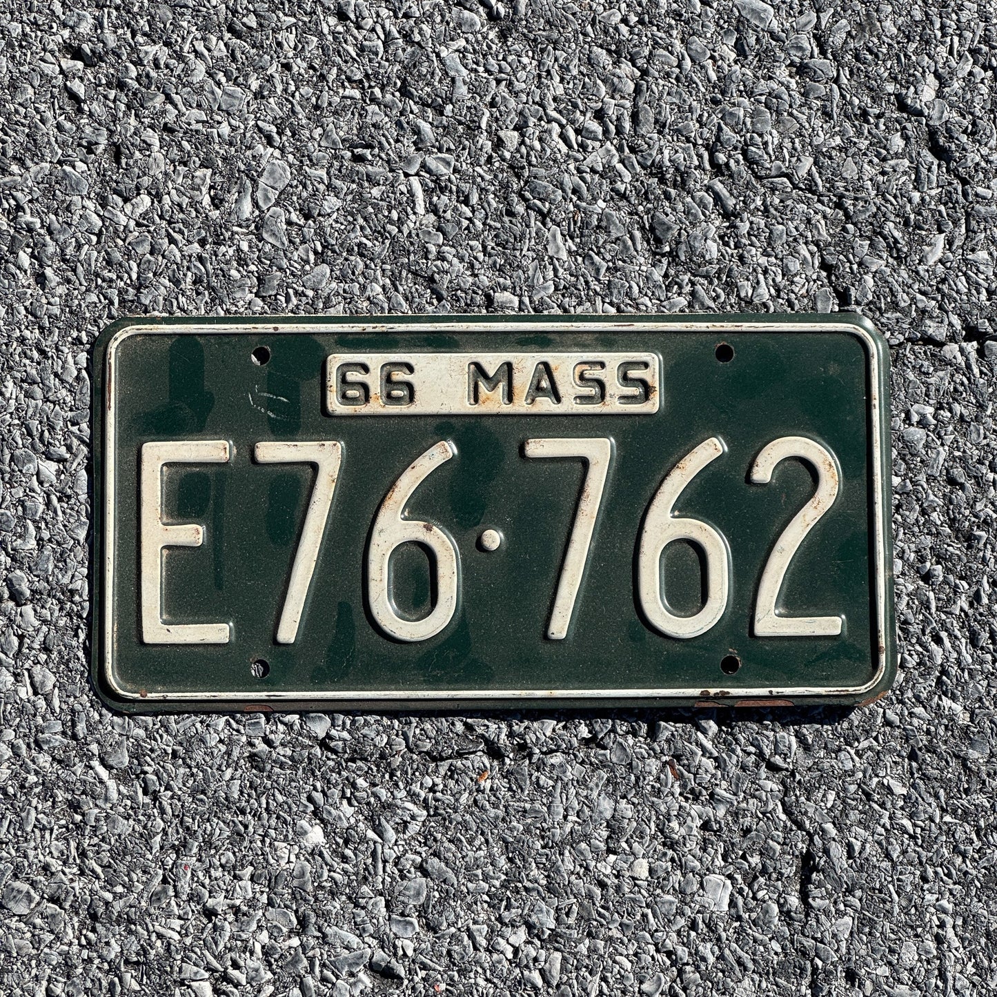 Photo of a 1966 Massachusetts License Plate Auto Tag Garage Decor Vintage E76 762