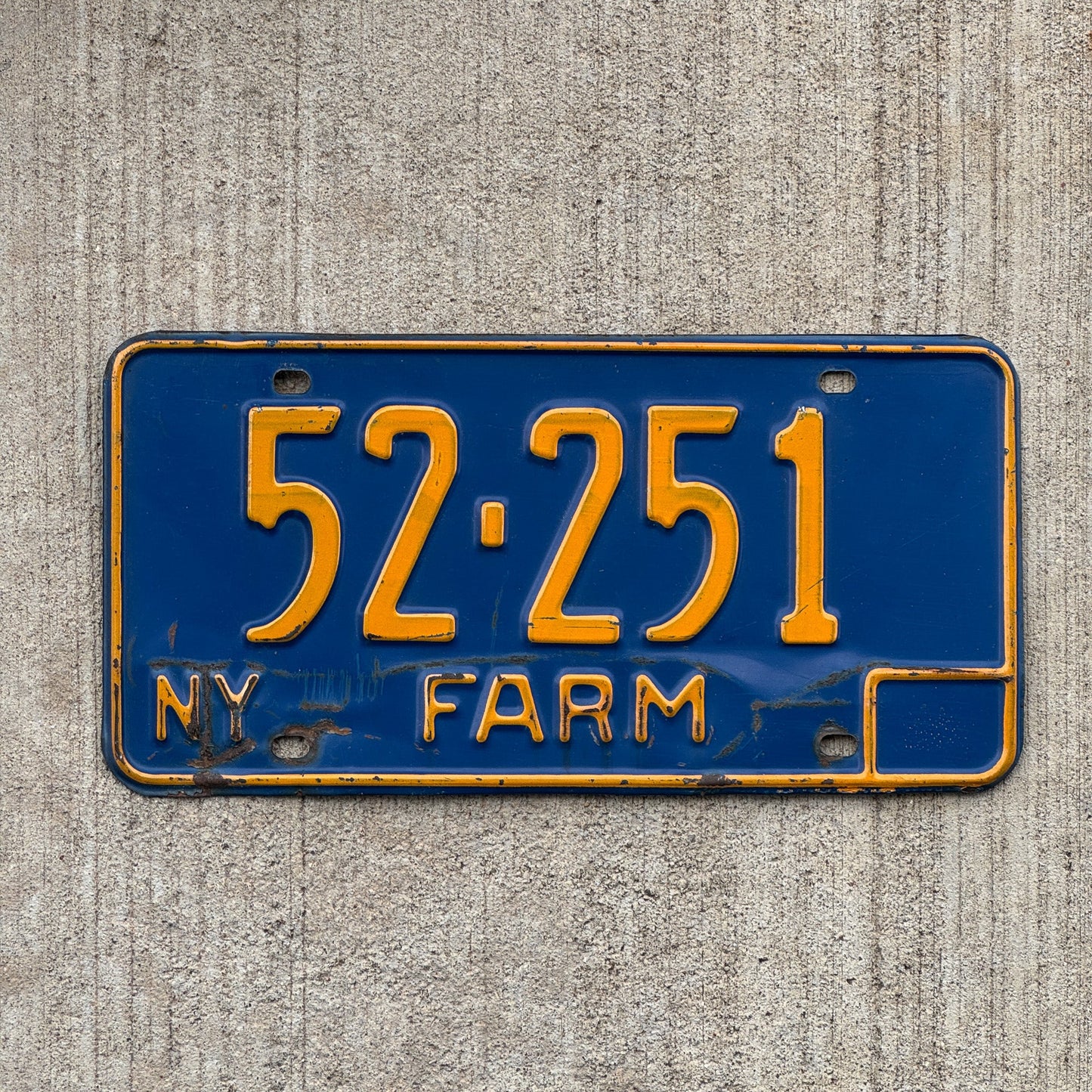 Photo of a 1966 New York FARM License Plate Auto Tag Garage Decor Vintage 52 251