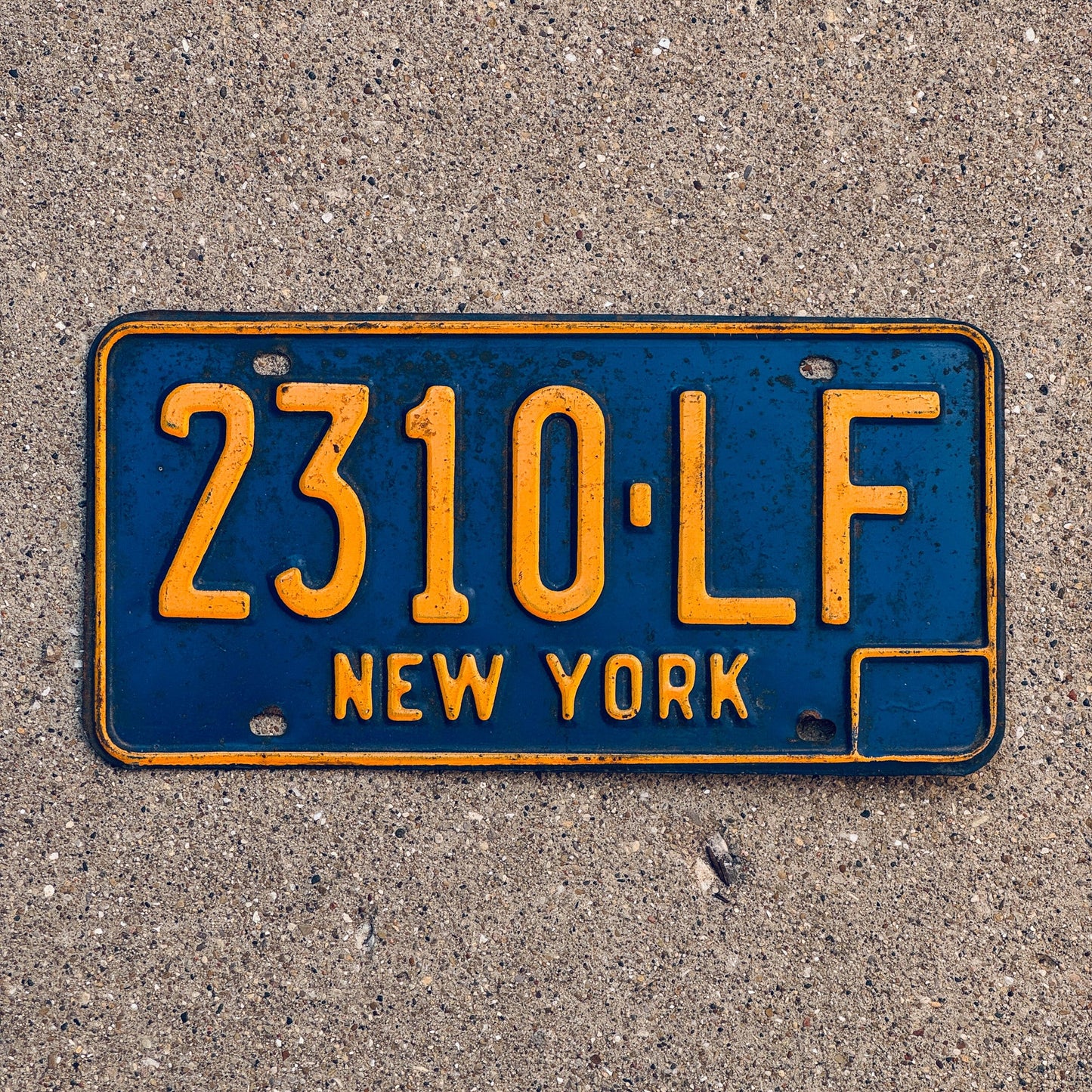 Photo of a 1966 New York License Plate Auto Tag Garage Decor Vintage Blue 2310 LF