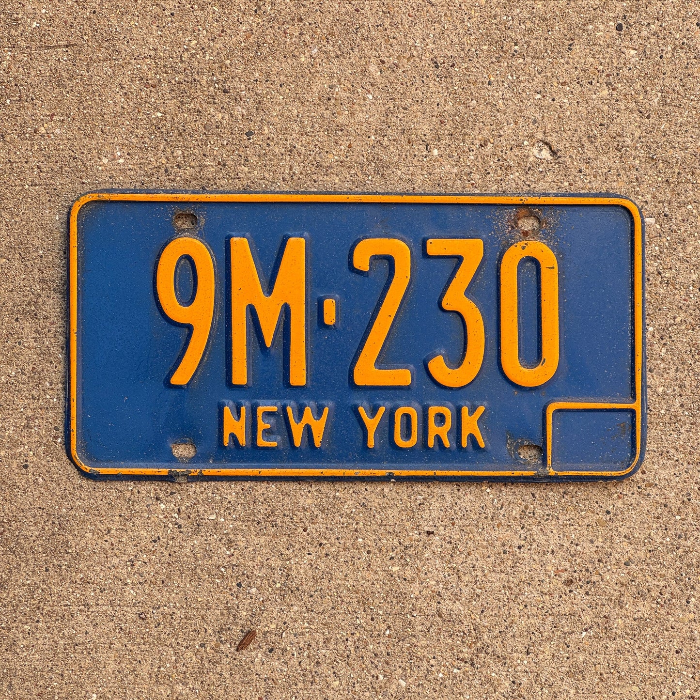 Photo of a 1966 New York License Plate Auto Tag Garage Decor Vintage Blue 9M 230