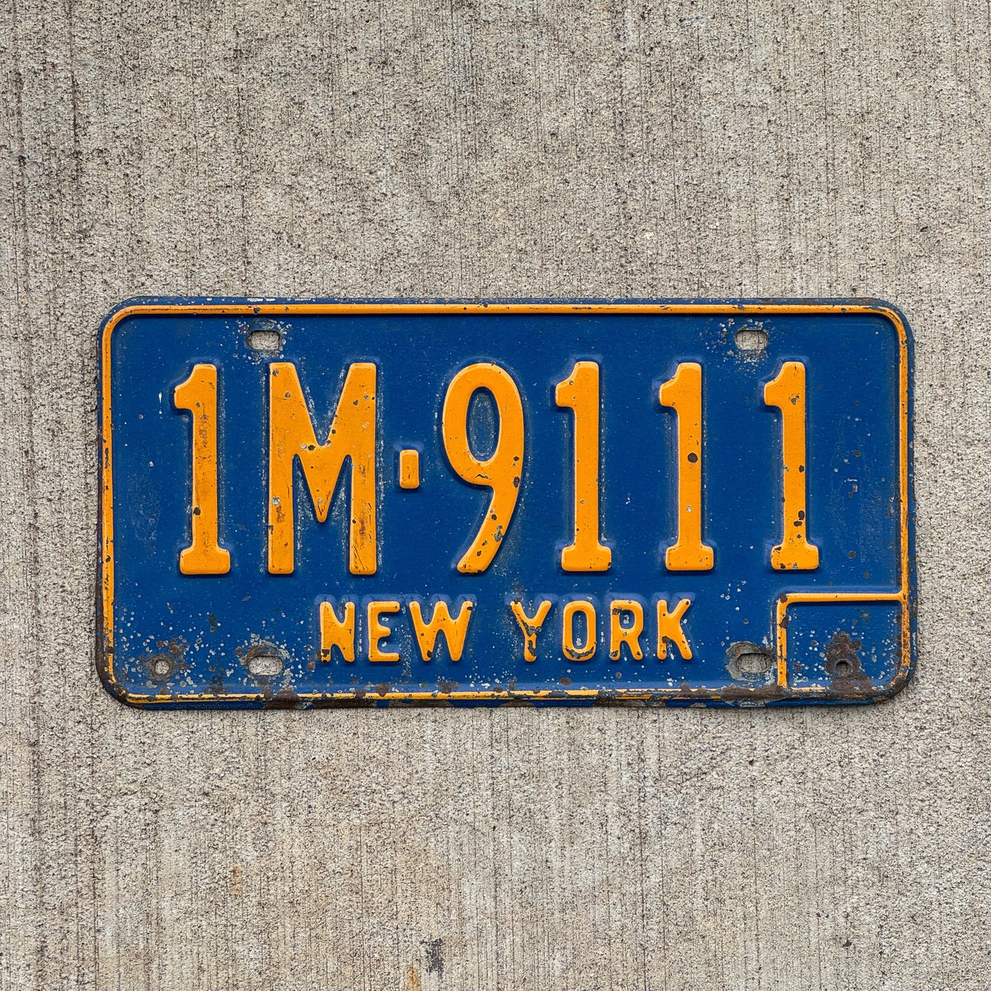 Photo of a 1966 New York License Plate Auto Tag Garage Decor Vintage Repeat Repeating 1M 9111