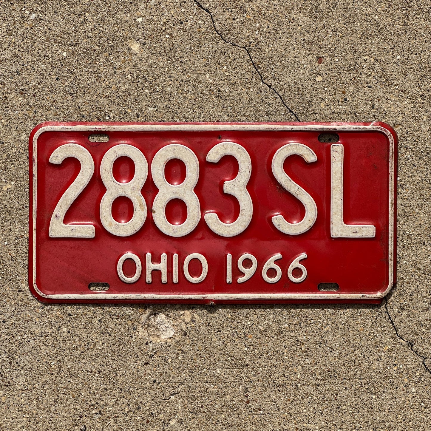 Photo of a 1966 Ohio License Plate Auto Tag Garage Decor Vintage 2883 SL